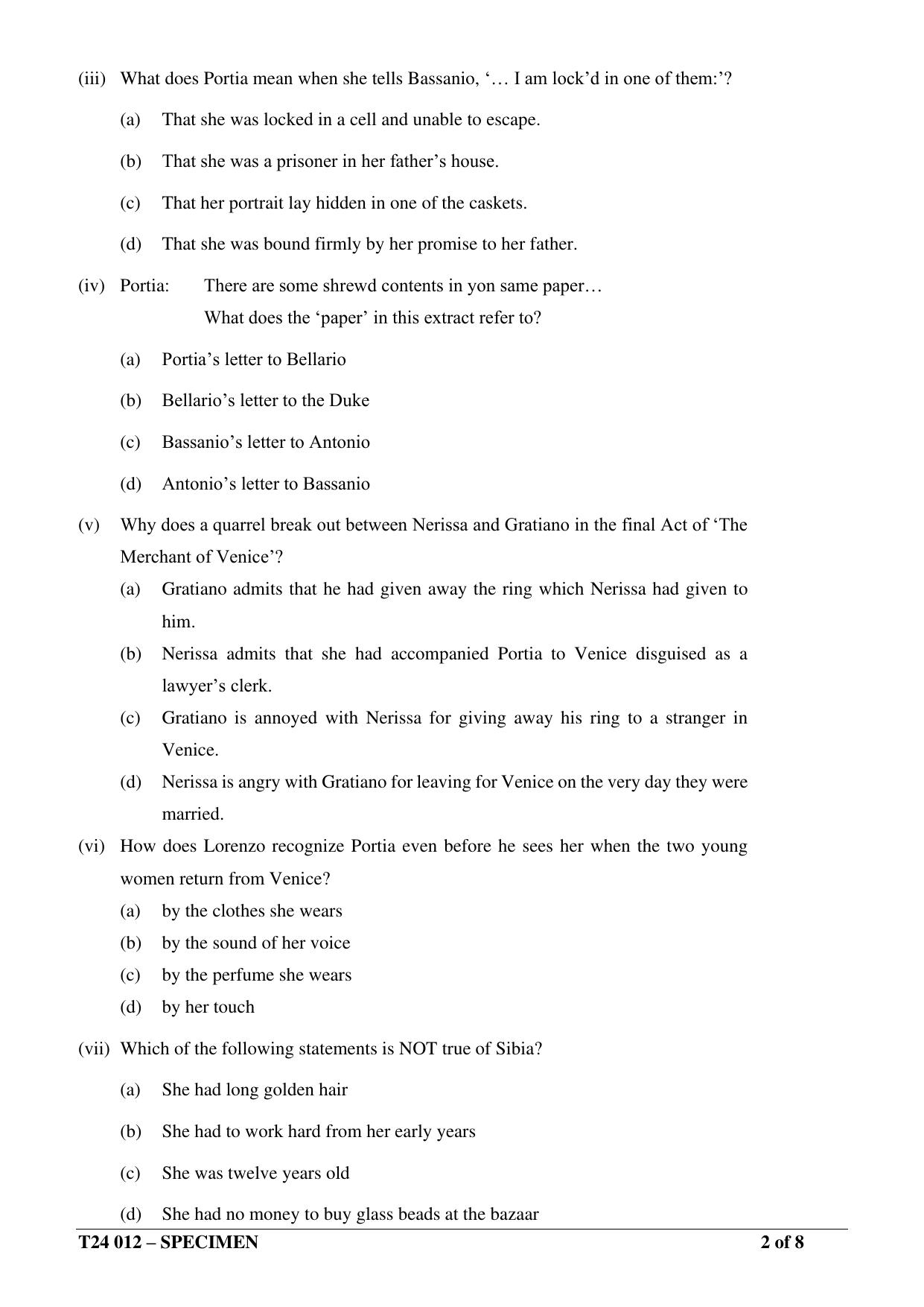 ICSE Class 10  2024 Literature in English (English Paper – 2) Sample Paper - Page 2