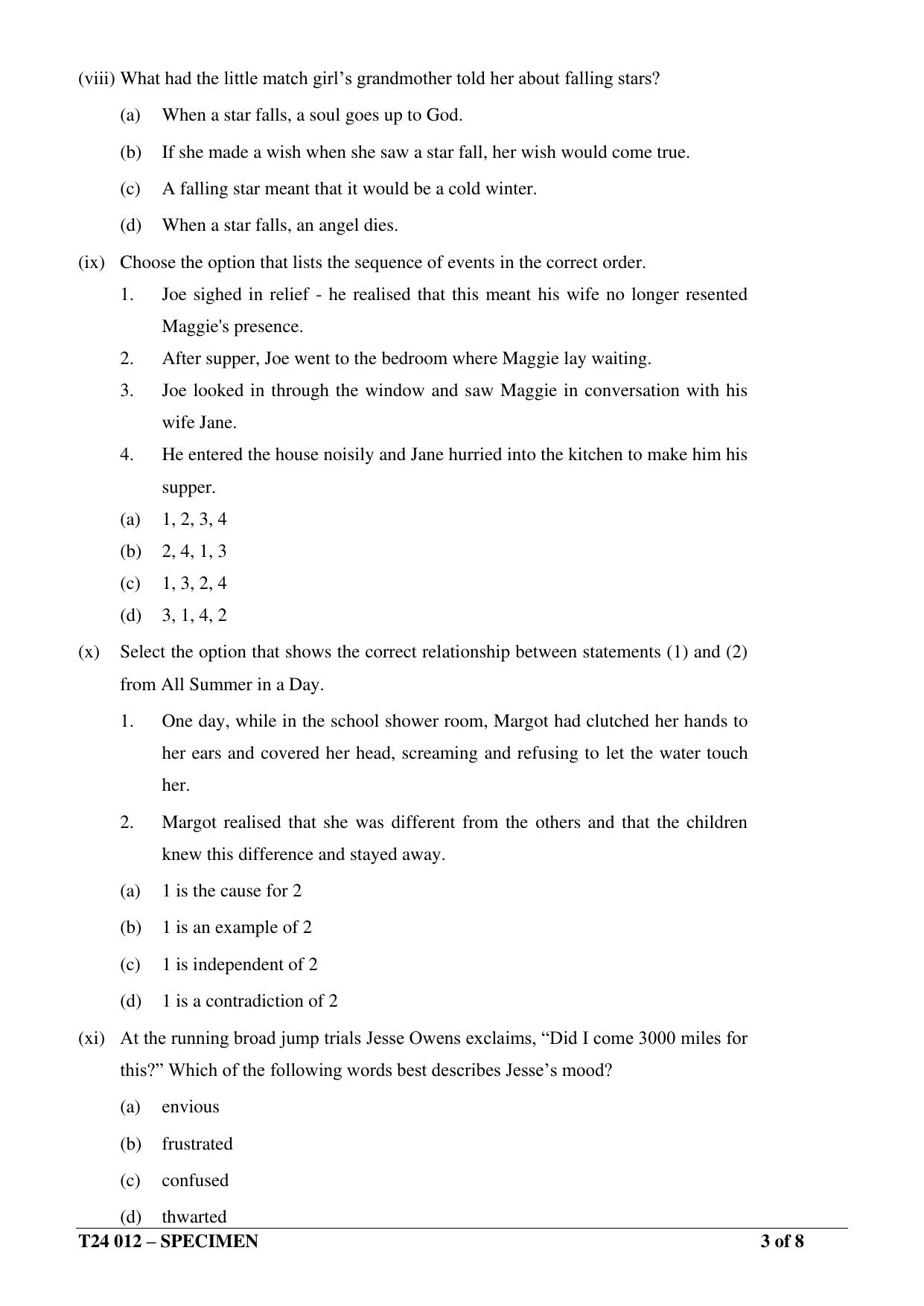 ICSE Class 10  2024 Literature in English (English Paper – 2) Sample Paper - Page 3