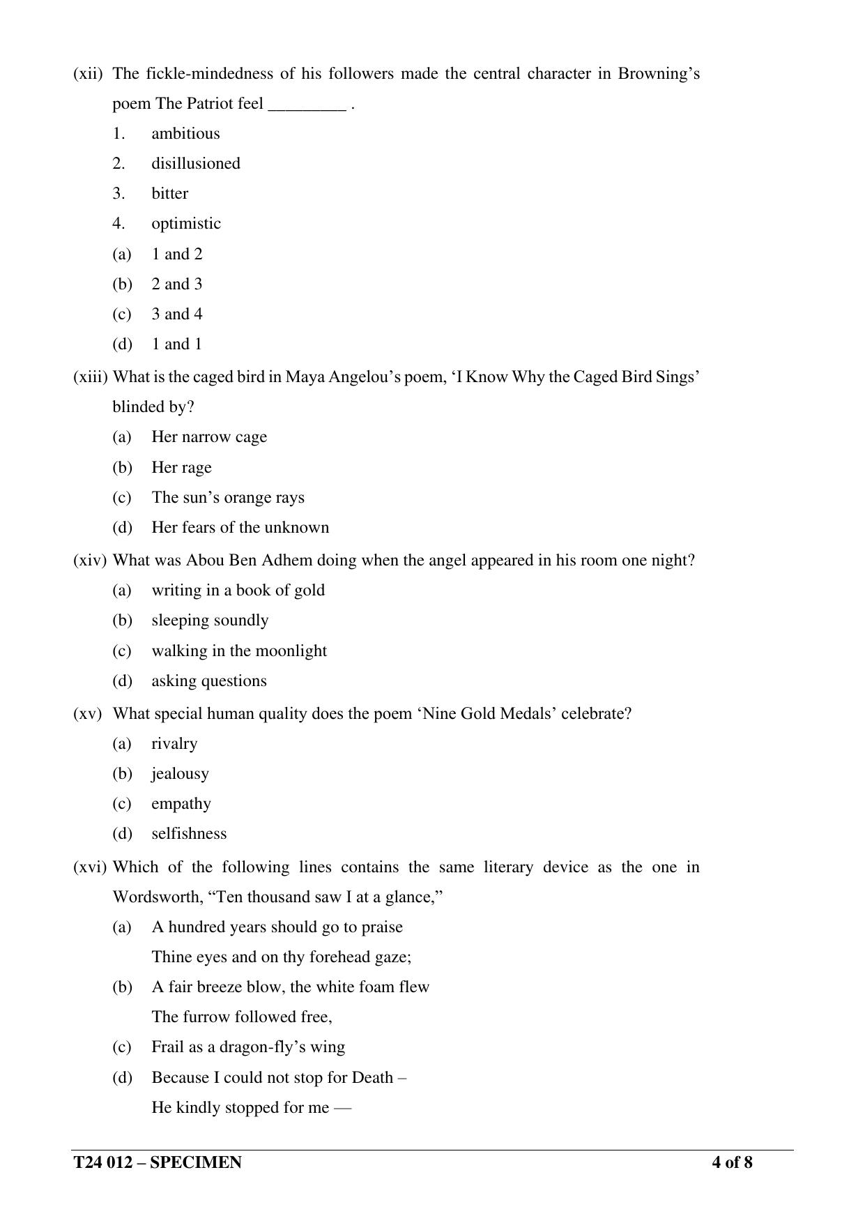 ICSE Class 10  2024 Literature in English (English Paper – 2) Sample Paper - Page 4