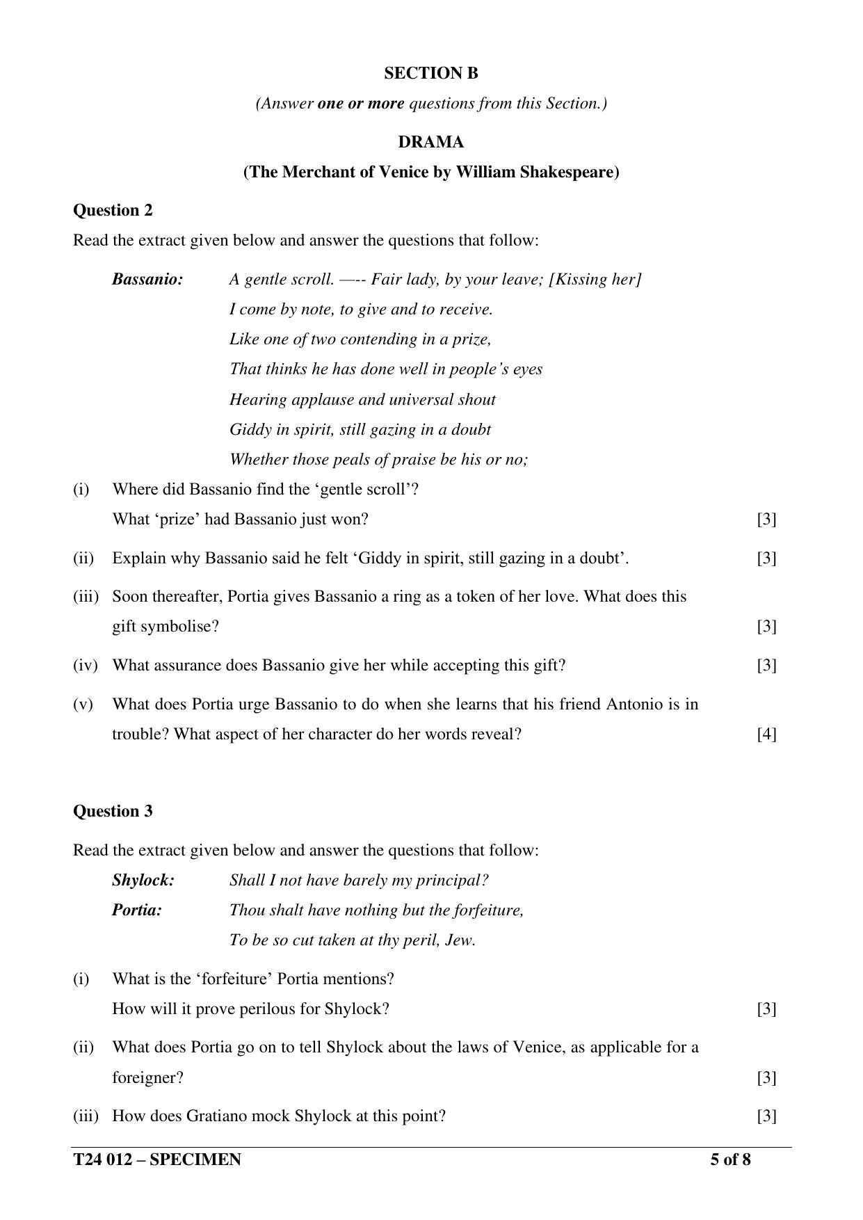 ICSE Class 10  2024 Literature in English (English Paper – 2) Sample Paper - Page 5