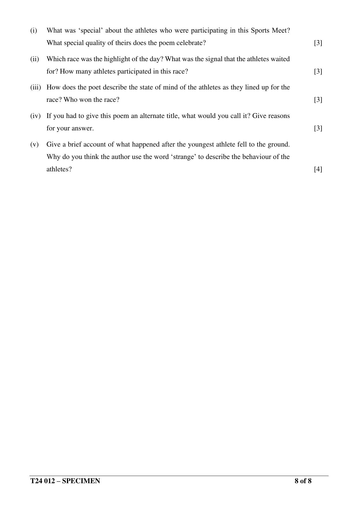 ICSE Class 10  2024 Literature in English (English Paper – 2) Sample Paper - Page 8