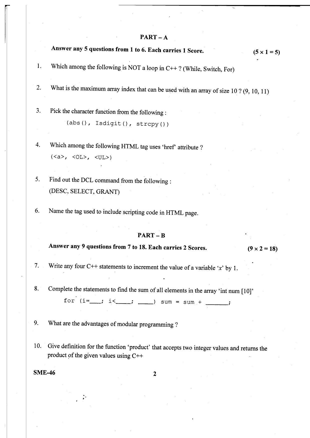 Kerala Plus Two 2020 Computer Application (Commerce) Model Question Paper - Page 2