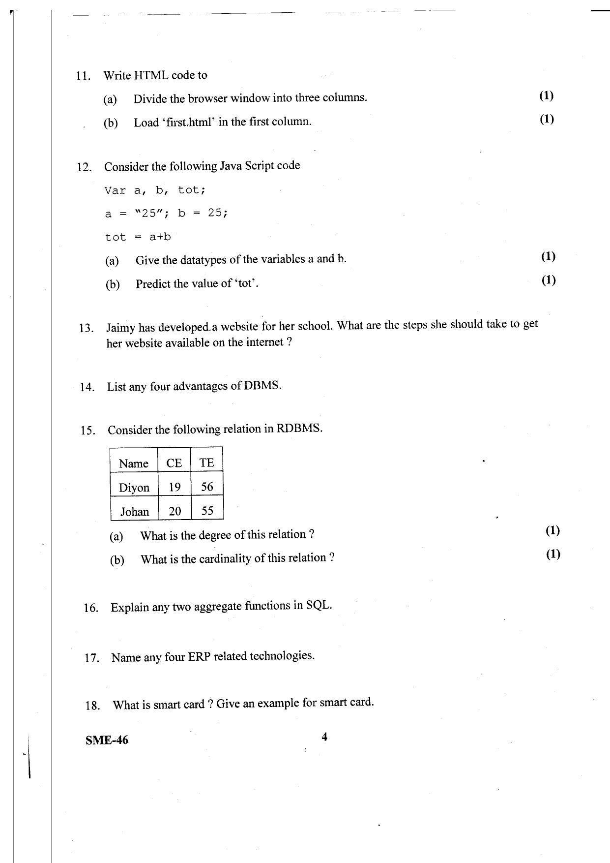  Kerala Plus Two 2020 Computer Application (Commerce) Model Question Paper - Page 4