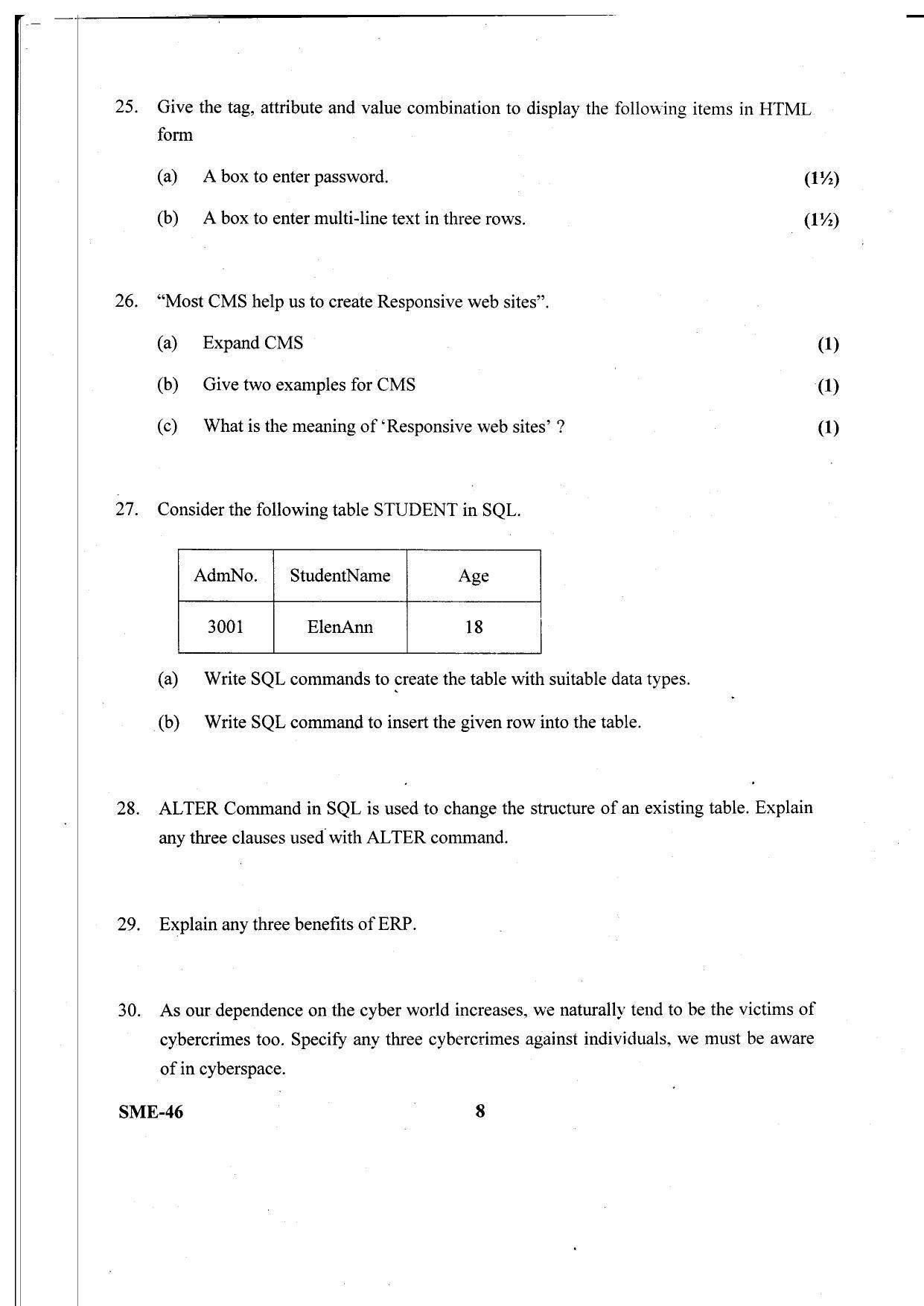  Kerala Plus Two 2020 Computer Application (Commerce) Model Question Paper - Page 8