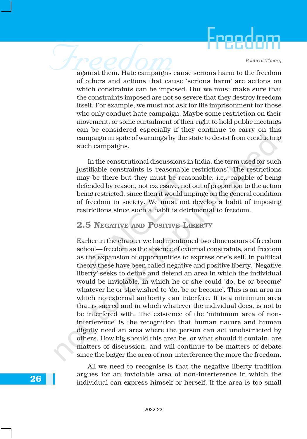 NCERT Book for Class 11 Political Science (Political Theory) Chapter 2 Freedom - Page 10