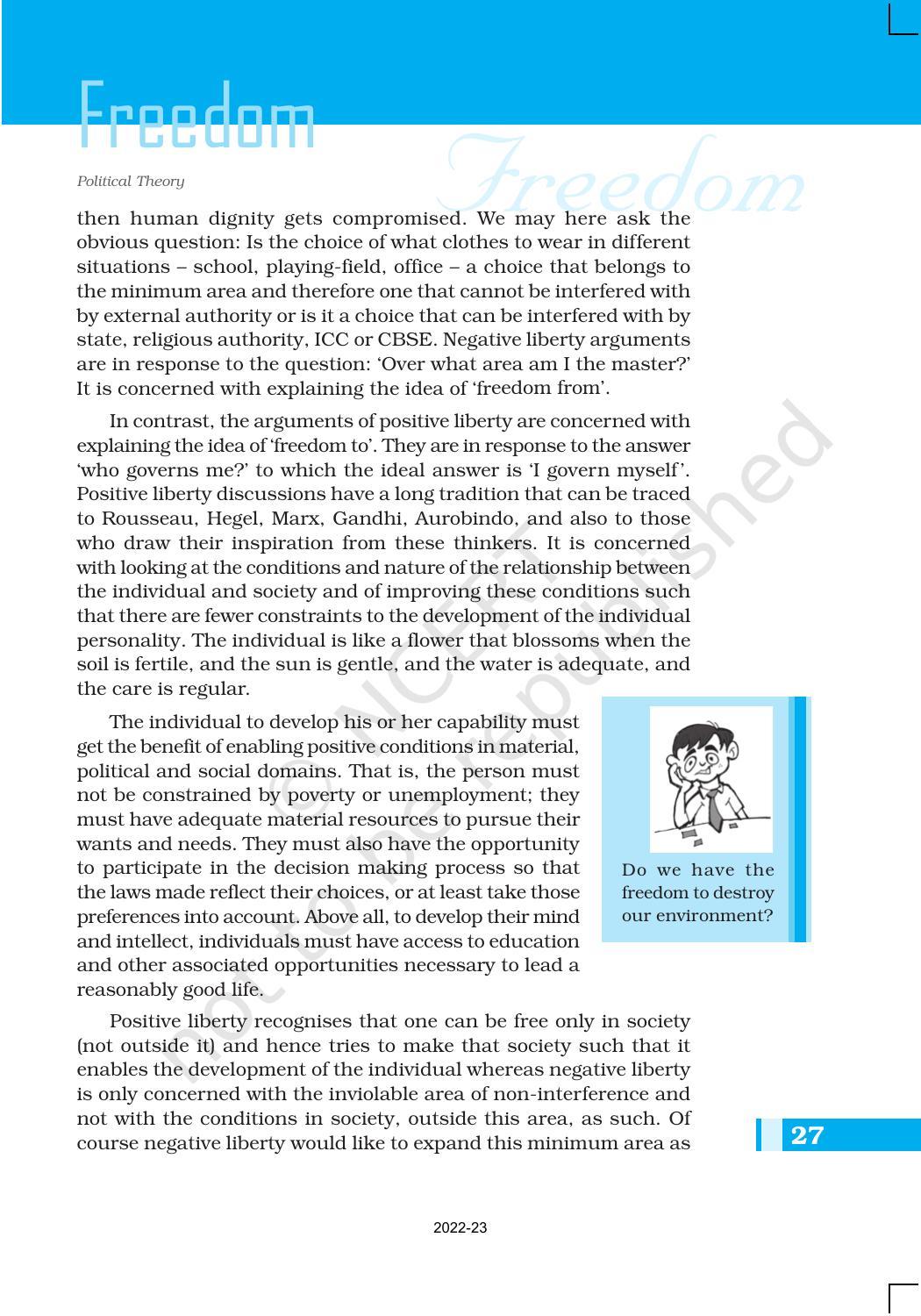 NCERT Book for Class 11 Political Science (Political Theory) Chapter 2 Freedom - Page 11