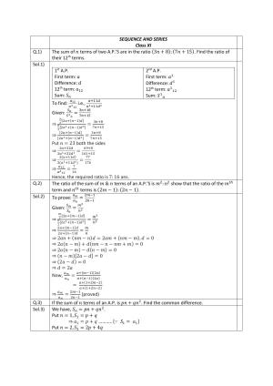 CBSE Worksheets for Class 11 Mathematics Sequences and Series Assignment 7