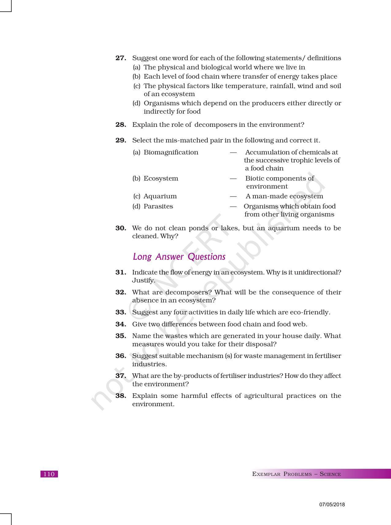 NCERT Exemplar Book For Class 10 Science Chapter 15 Our Environment