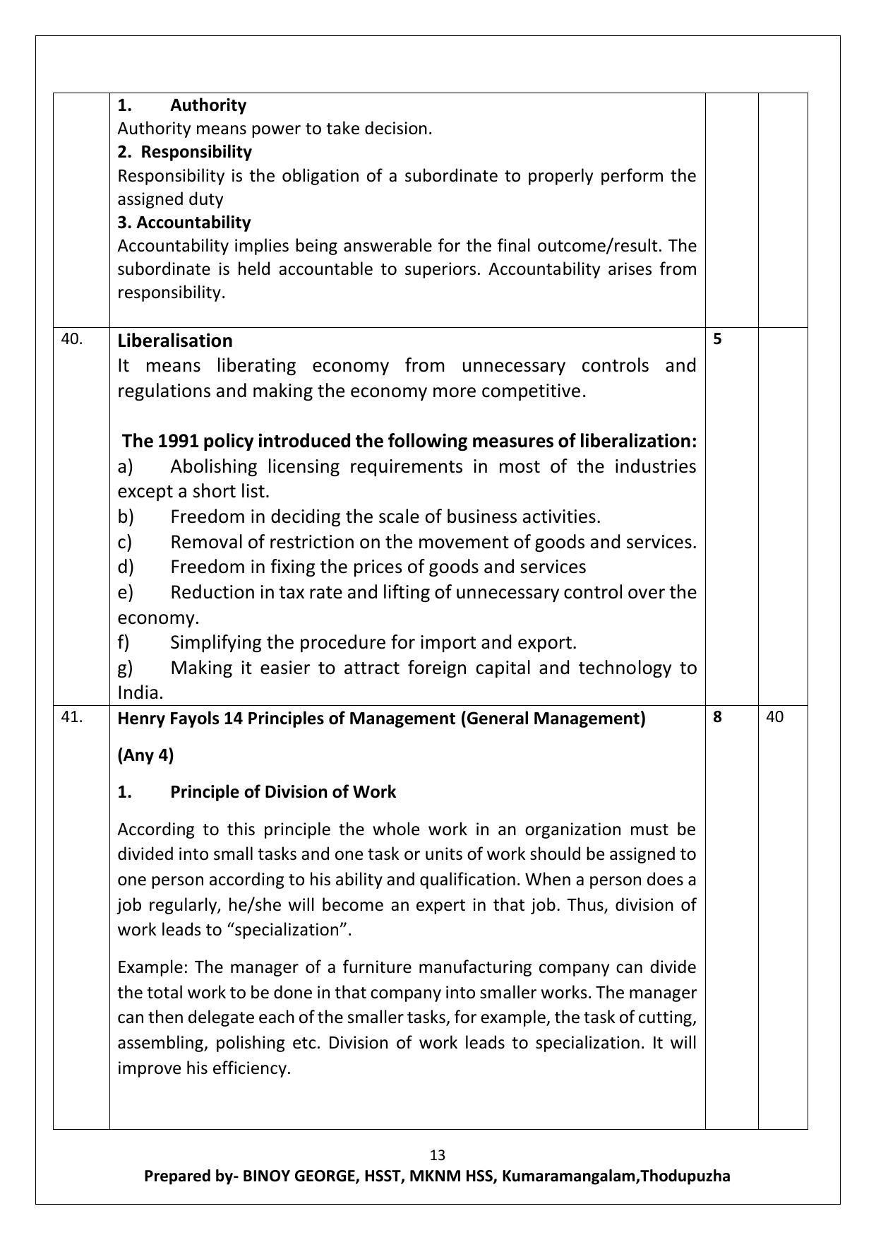 Kerala Plus Two 2021 Business Studies Annual Answer Key - Page 13