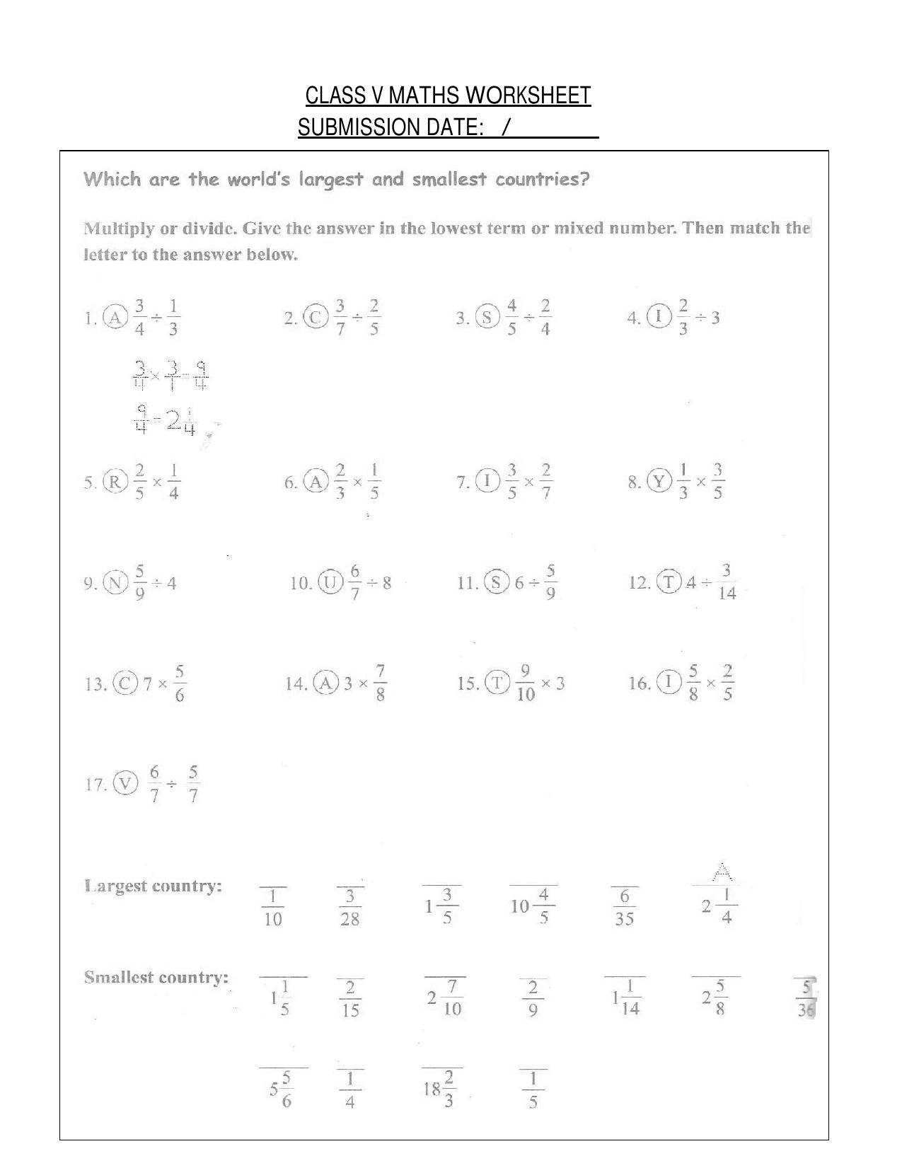 Worksheet for Class 5 Maths Largest Smallest Assignment - Page 1