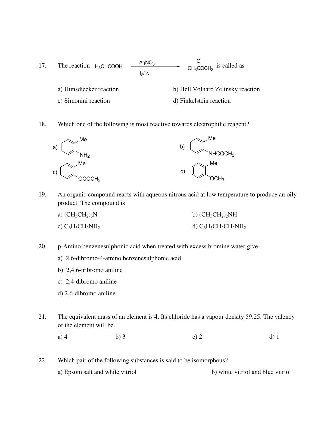 OJEE 2014 Chemistry Pharmacy BAMS BHMS MCA dual degree