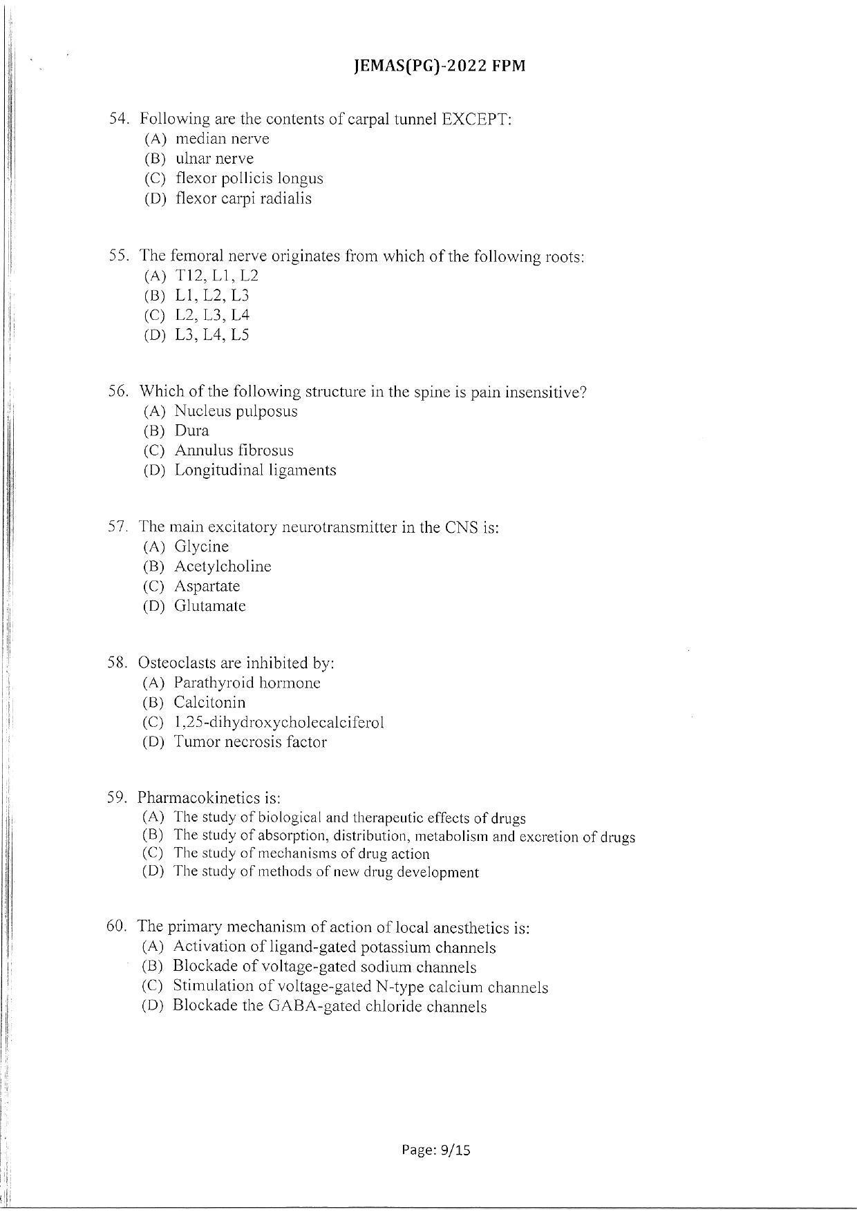 WBJEEB JEMAS (PG) 2022 FPM Question Paper - Page 11