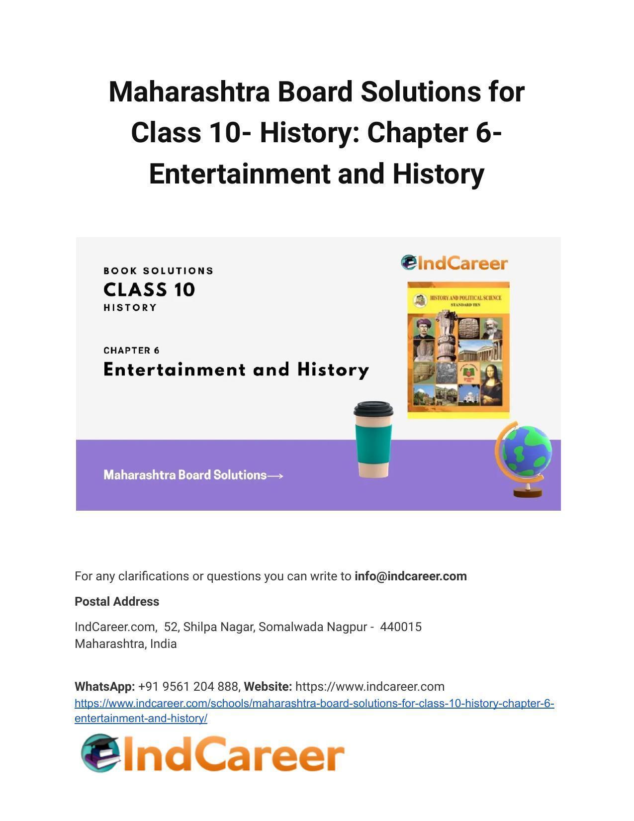 Maharashtra Board Solutions For Class 10- History: Chapter 6 ...