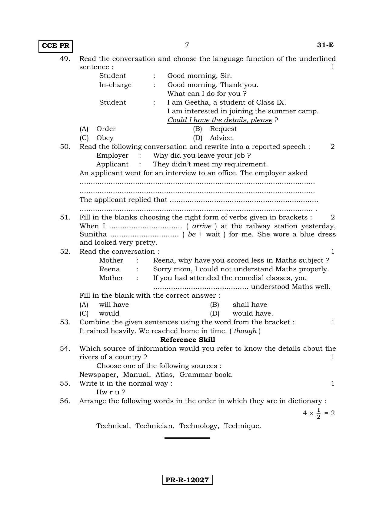 Karnataka SSLC English - Second Language - ENGLISH (31-E-(PR)-(B)_22 ...