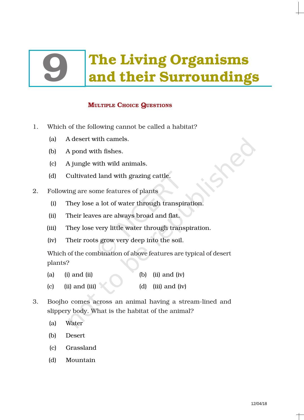 NCERT Exemplar Book For Class 6 Science Chapter 9-The Living Organisms ...