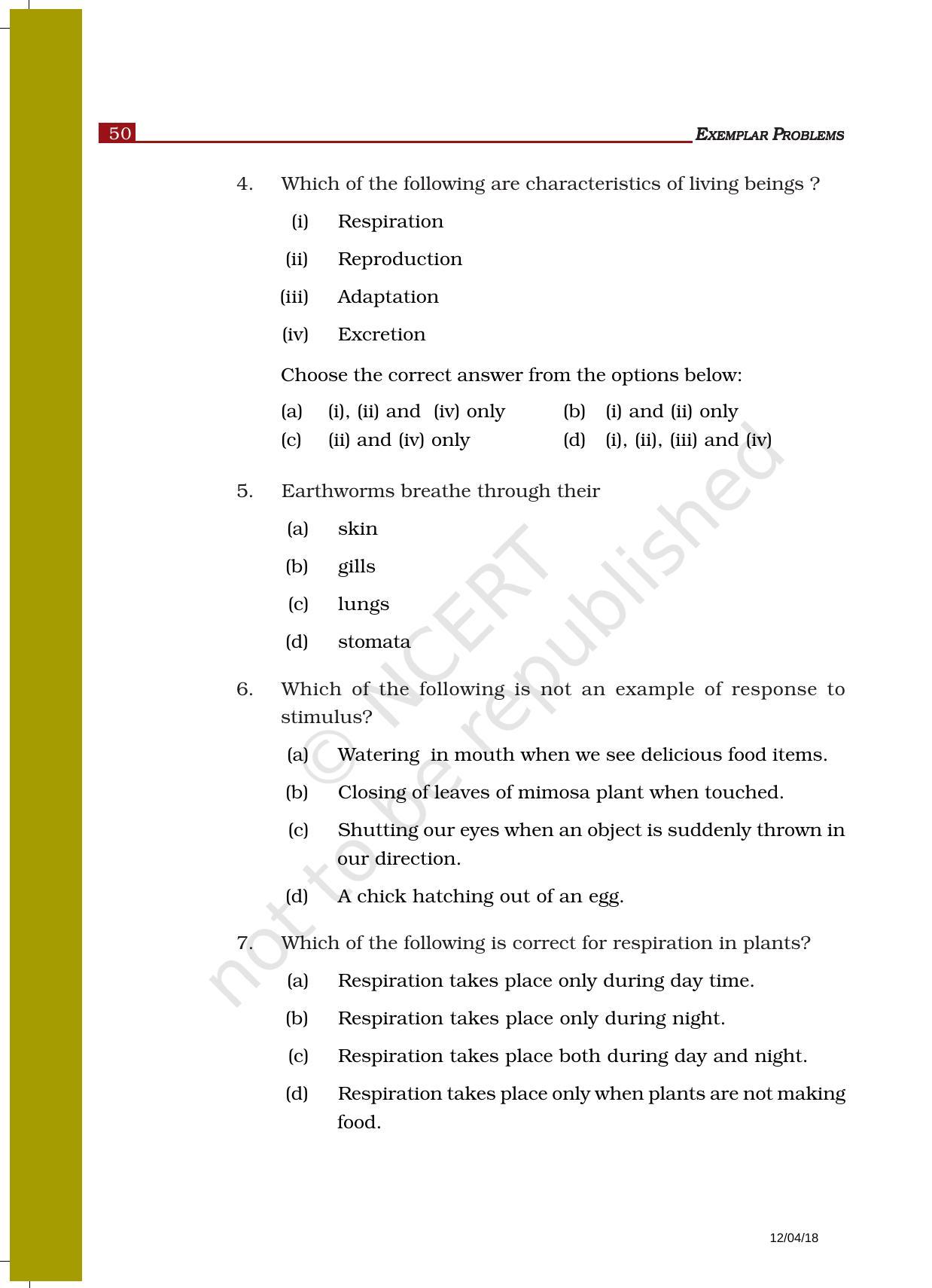 NCERT Exemplar Book For Class 6 Science Chapter 9-The Living Organisms ...