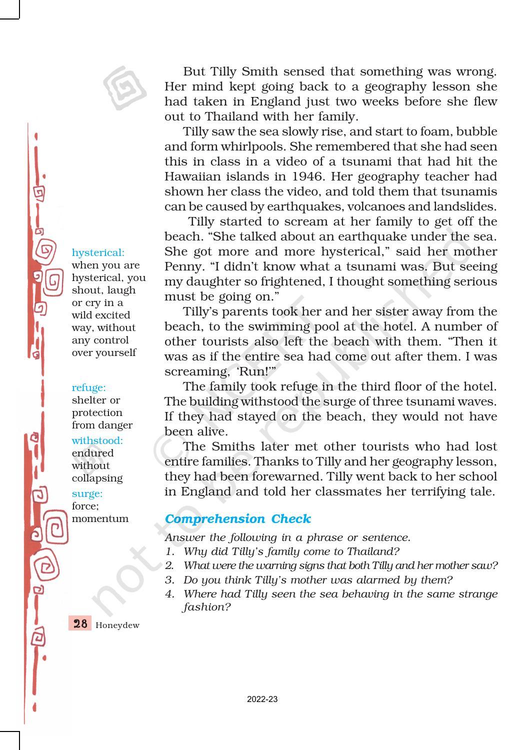 NCERT Book For Class 8 English Chapter 2 The Tsunami