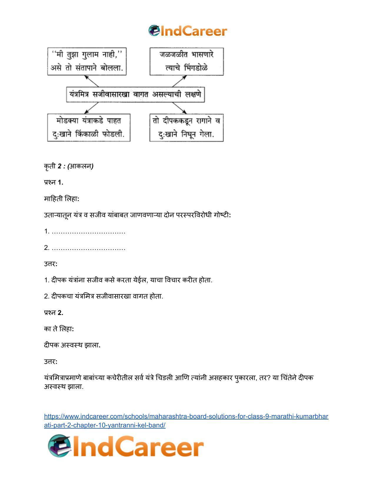 Maharashtra Board Solutions for Class 9- Marathi Kumarbharati (Part- 2): Chapter 10- यंत्रांनी केलं बंड - Page 13