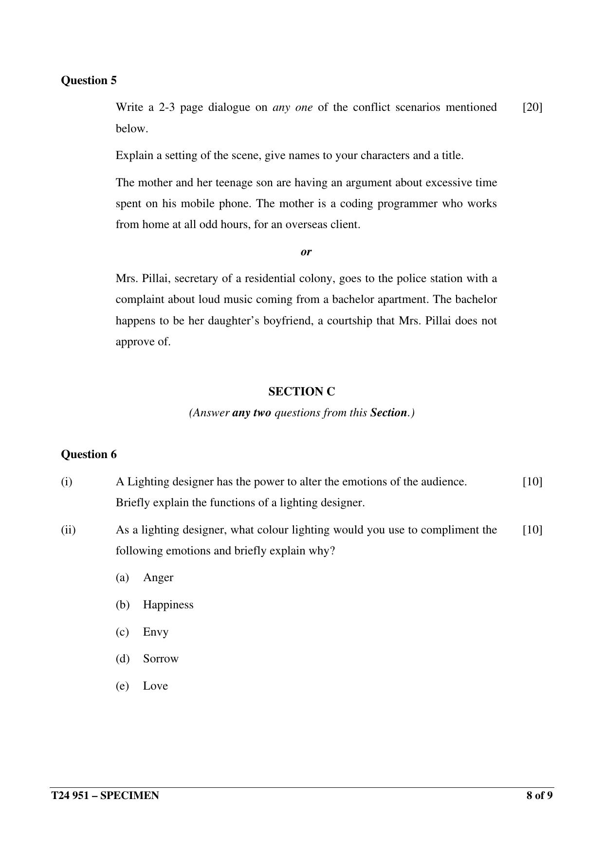 ICSE Class 10  2024 DRAMA Sample Paper - Page 8