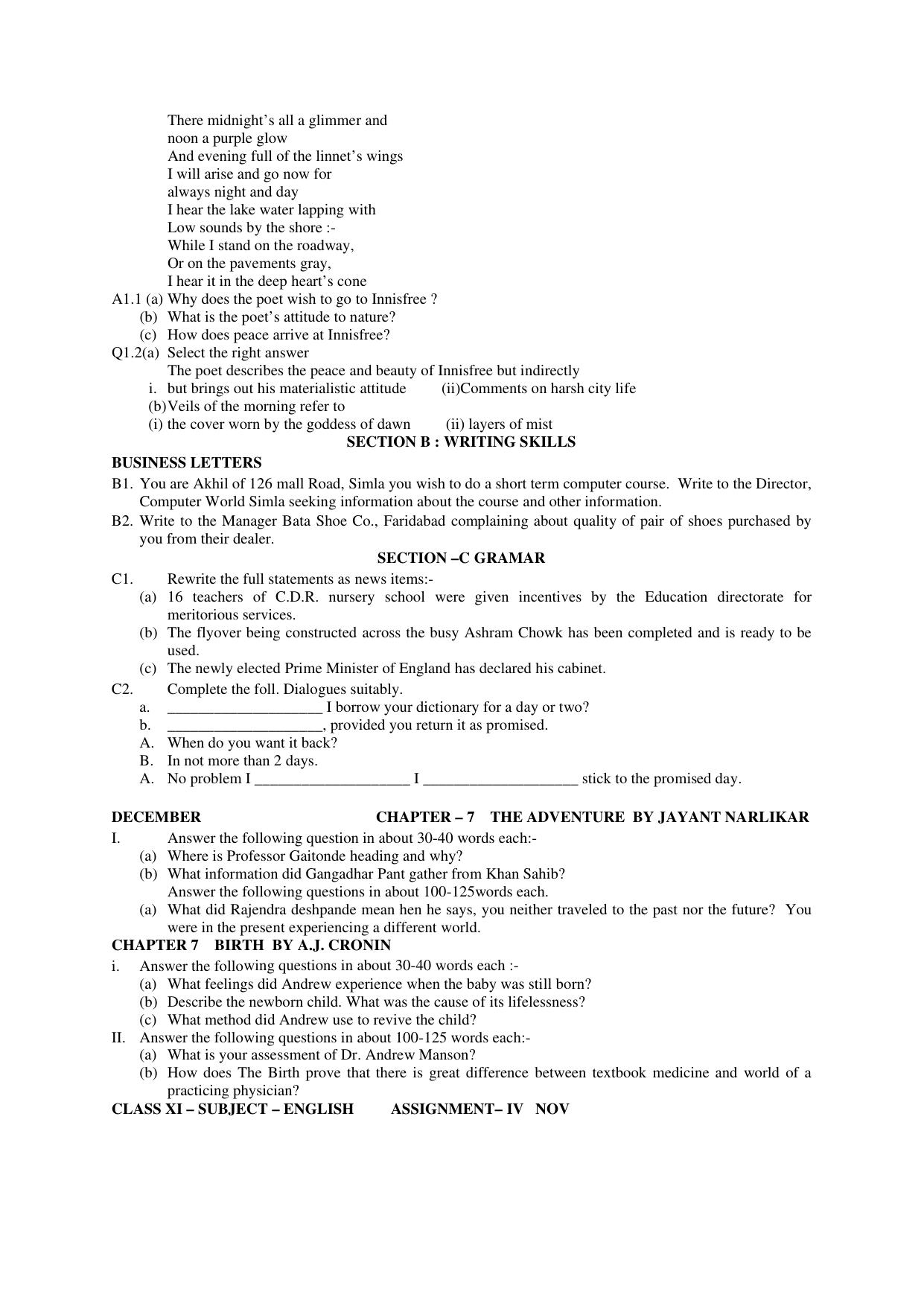 CBSE Worksheets for Class 11 English Assignment 3 - Page 6