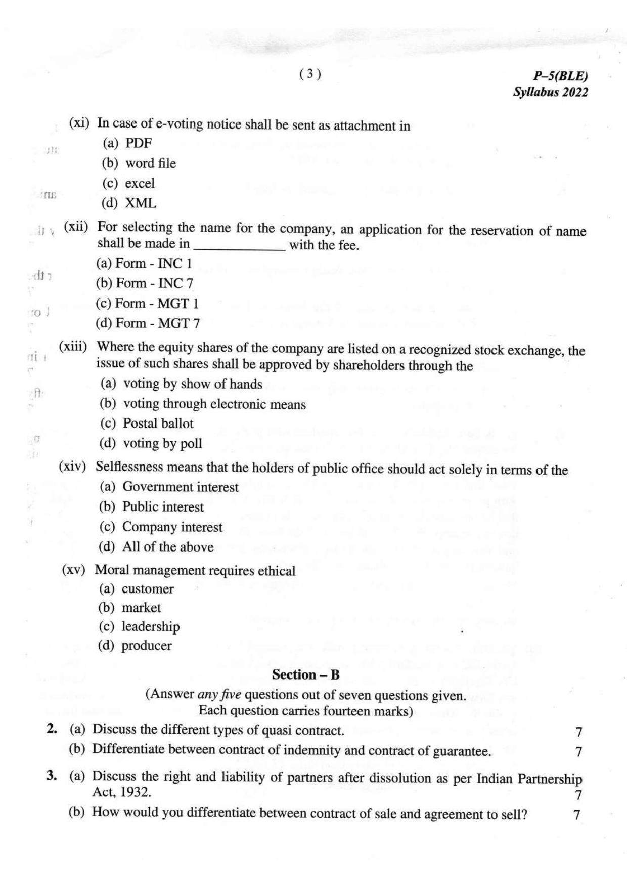 ICMAI Intermediate December 2023 Question Paper - Business Laws And Ethics - Page 3