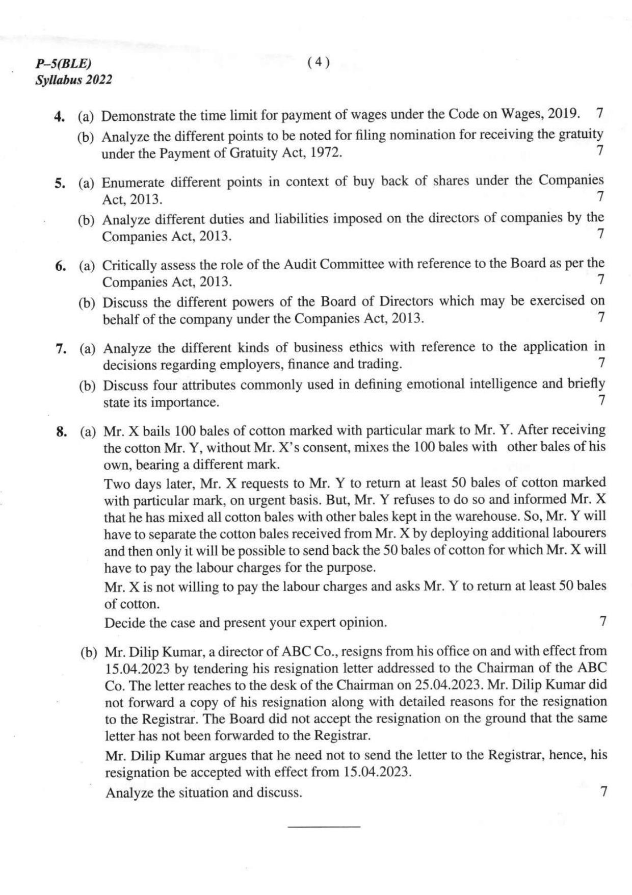 ICMAI Intermediate December 2023 Question Paper - Business Laws And Ethics - Page 4