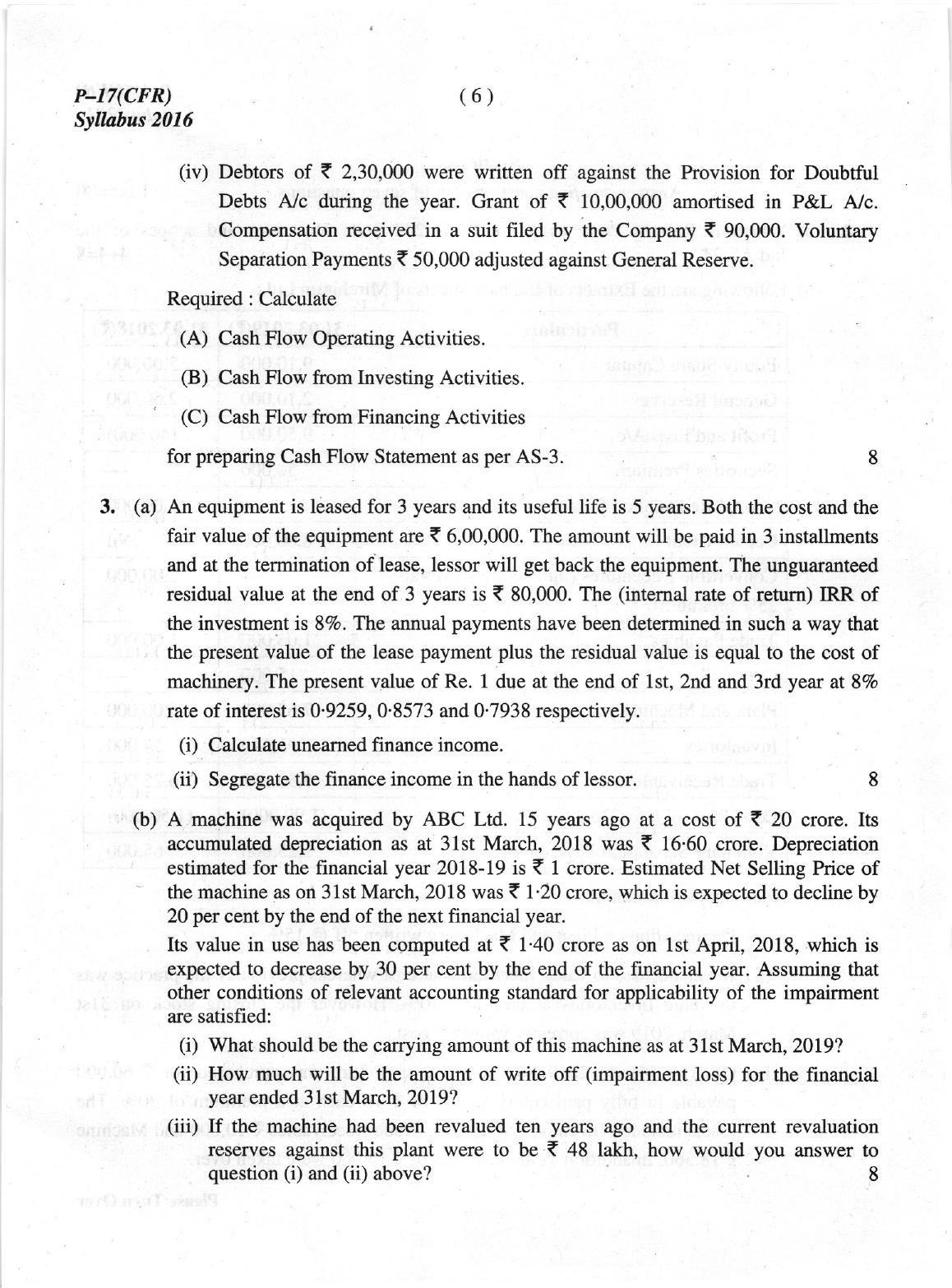 ICMAI June 2019 Corporate Financial Reporting Question Paper (Final