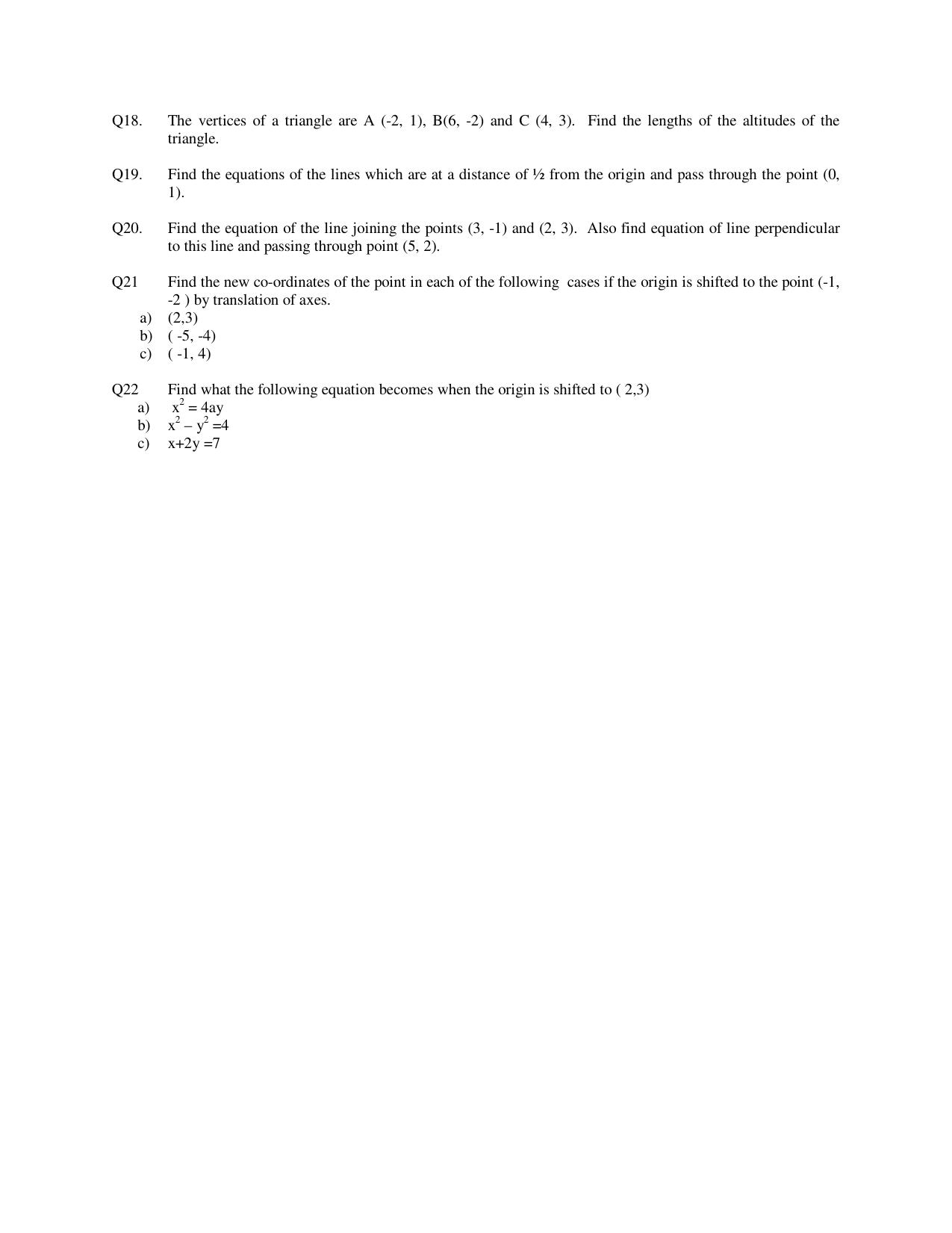 CBSE Worksheets for Class 11 Mathematics Straight Lines Assignment 2 - Page 2