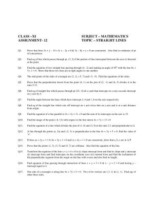 CBSE Worksheets for Class 11 Mathematics Straight Lines Assignment 2