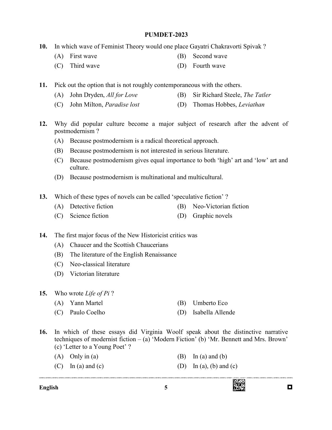 PUBDET 2023 English Question Paper - Page 5