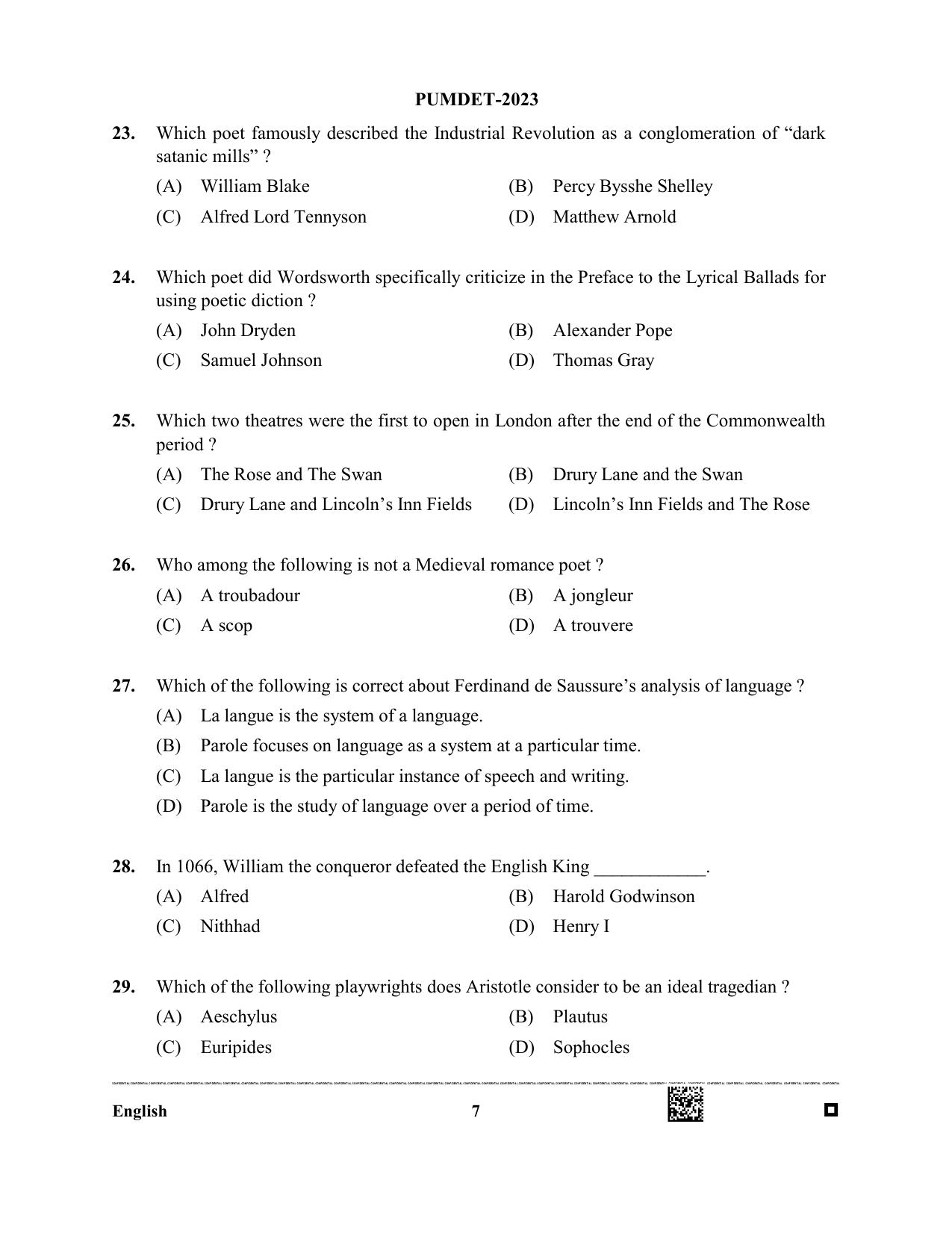 PUBDET 2023 English Question Paper - Page 7