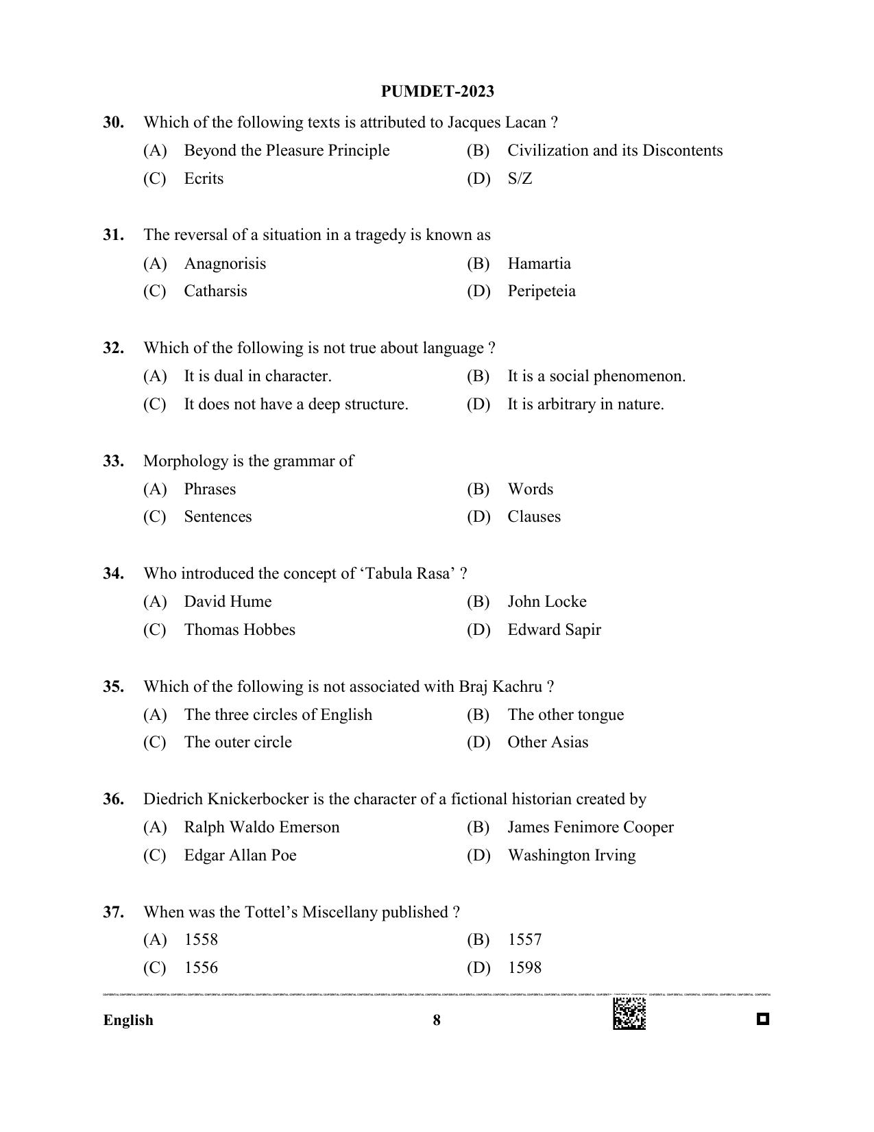 PUBDET 2023 English Question Paper - Page 8