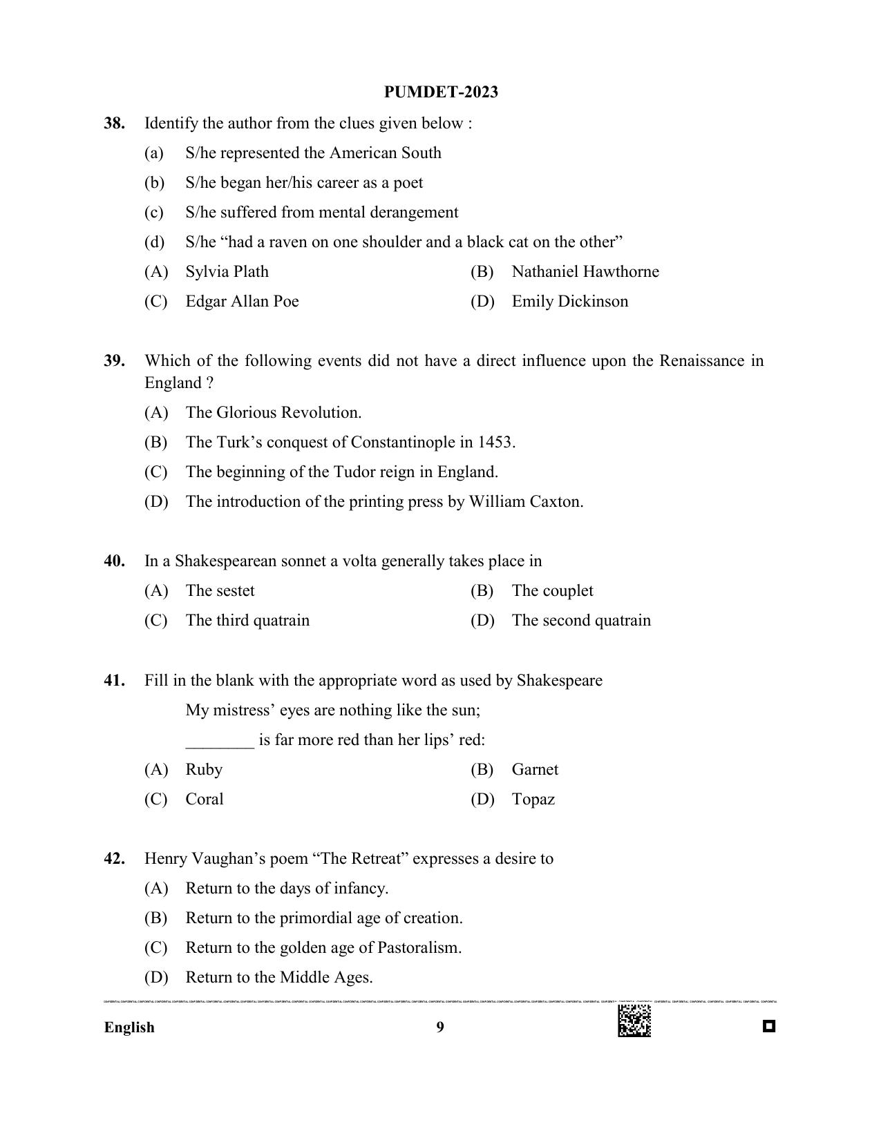 PUBDET 2023 English Question Paper - Page 9