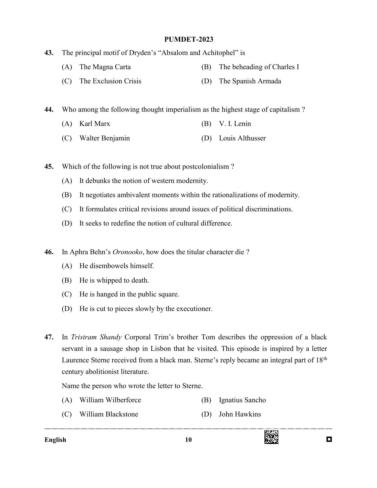 PUBDET 2023 English Question Paper - Page 10