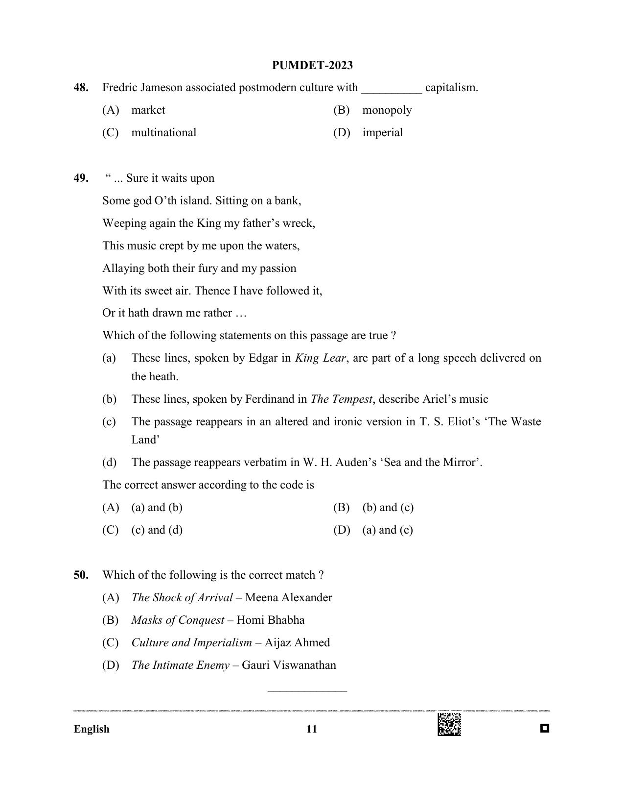 PUBDET 2023 English Question Paper - Page 11