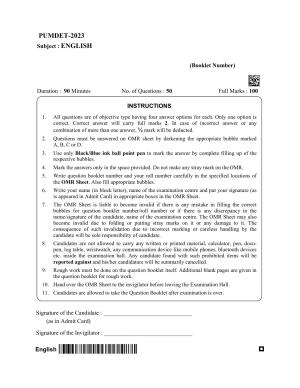 PUBDET 2023 English Question Paper