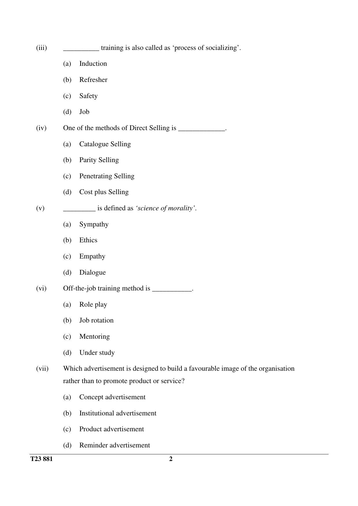 ICSE Class 10 COMMERCIAL APPLICATIONS 2023 Question Paper - Page 2