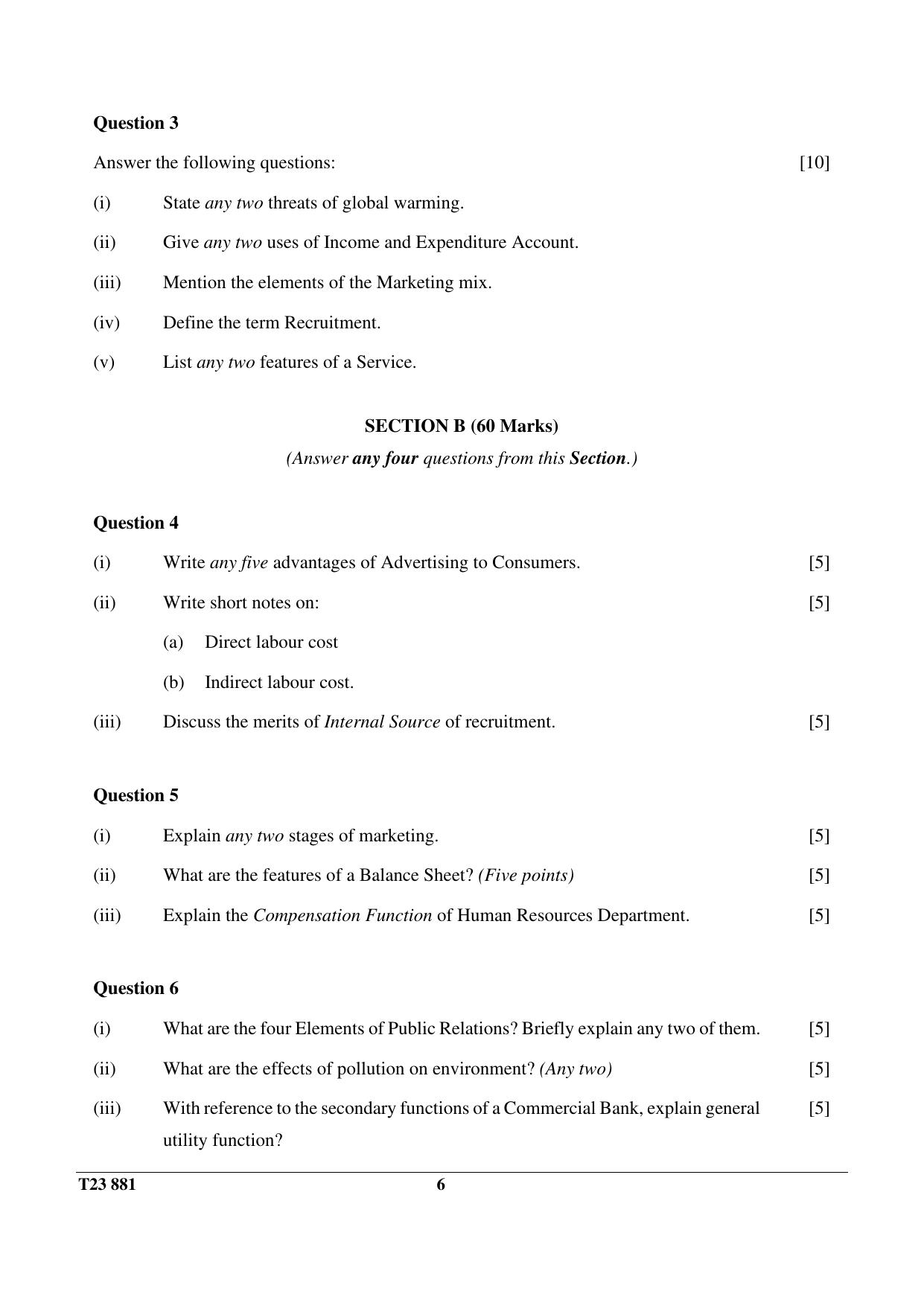 ICSE Class 10 COMMERCIAL APPLICATIONS 2023 Question Paper - Page 6