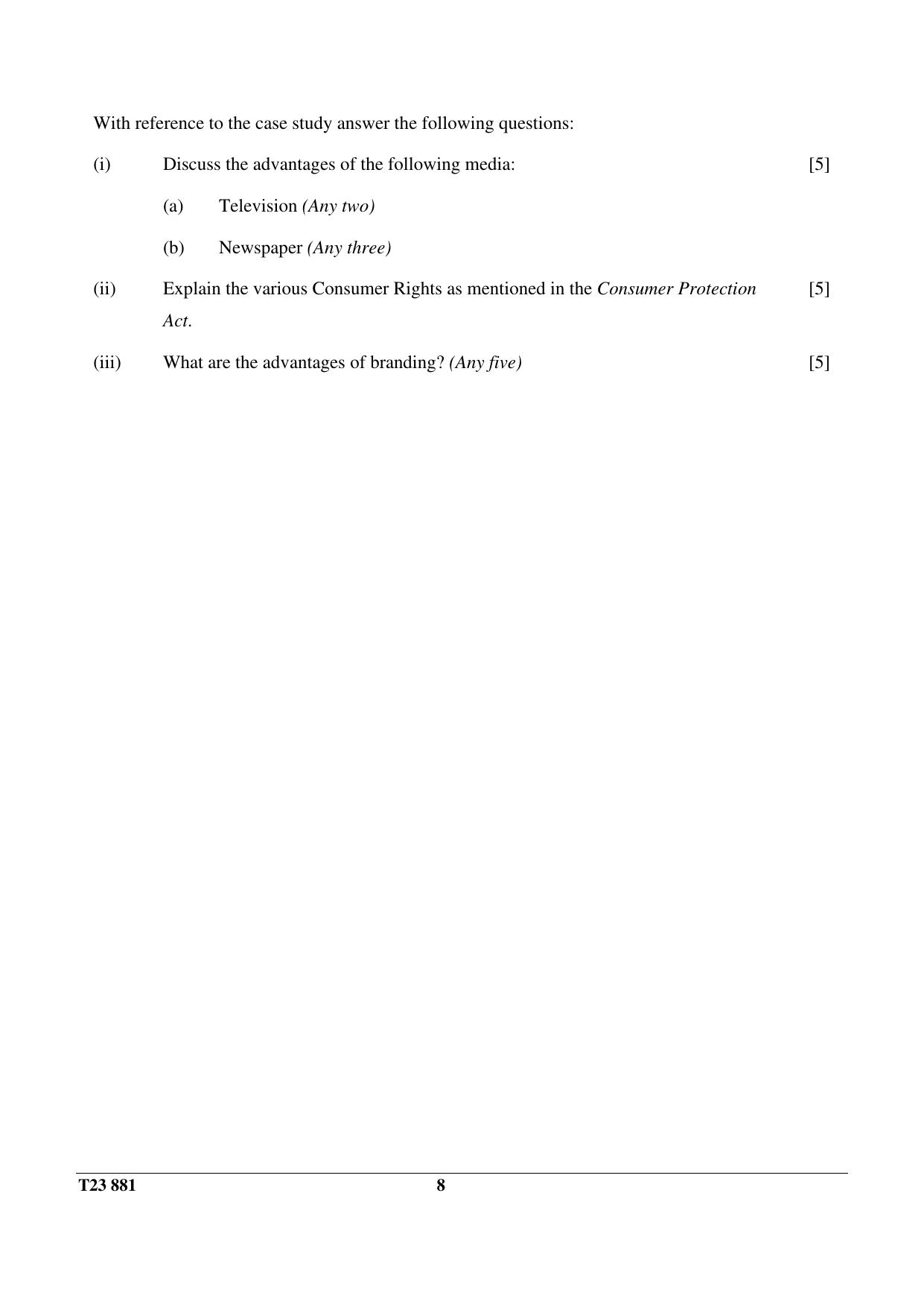 ICSE Class 10 COMMERCIAL APPLICATIONS 2023 Question Paper - Page 8