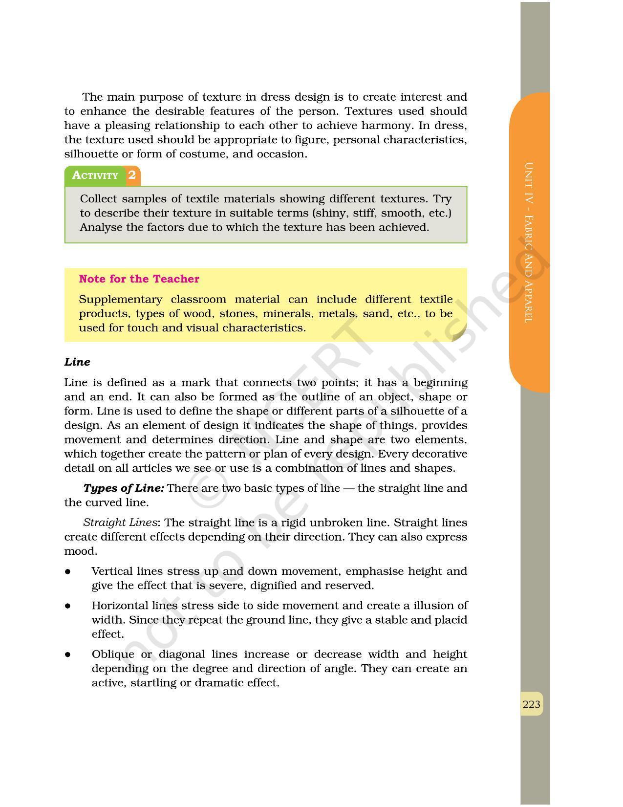 NCERT Book for Class 12 Home Science (Part -II) Chapter 11 Design for ...