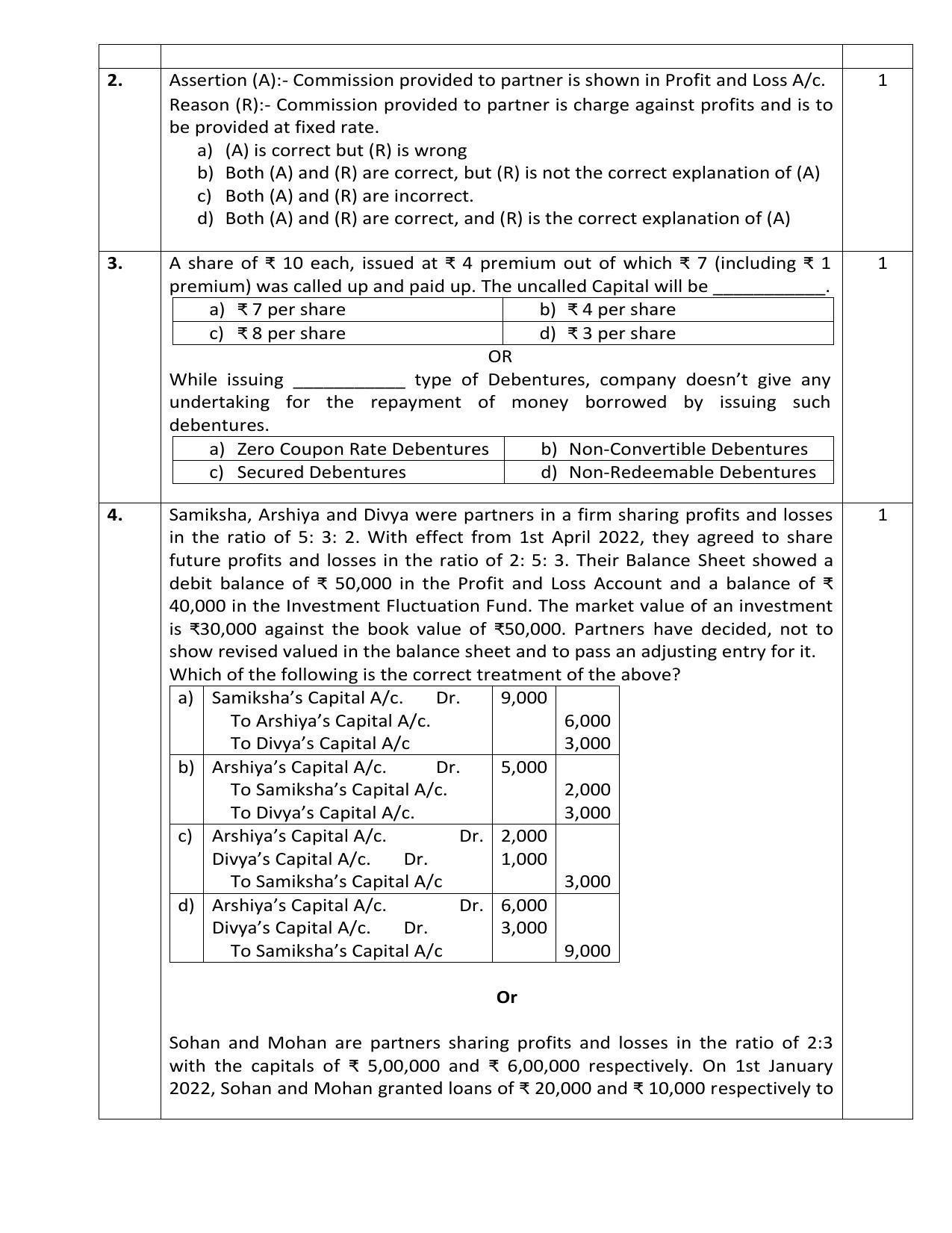 CBSE Class 12 Accountancy Sample Paper 2023 - IndCareer Docs