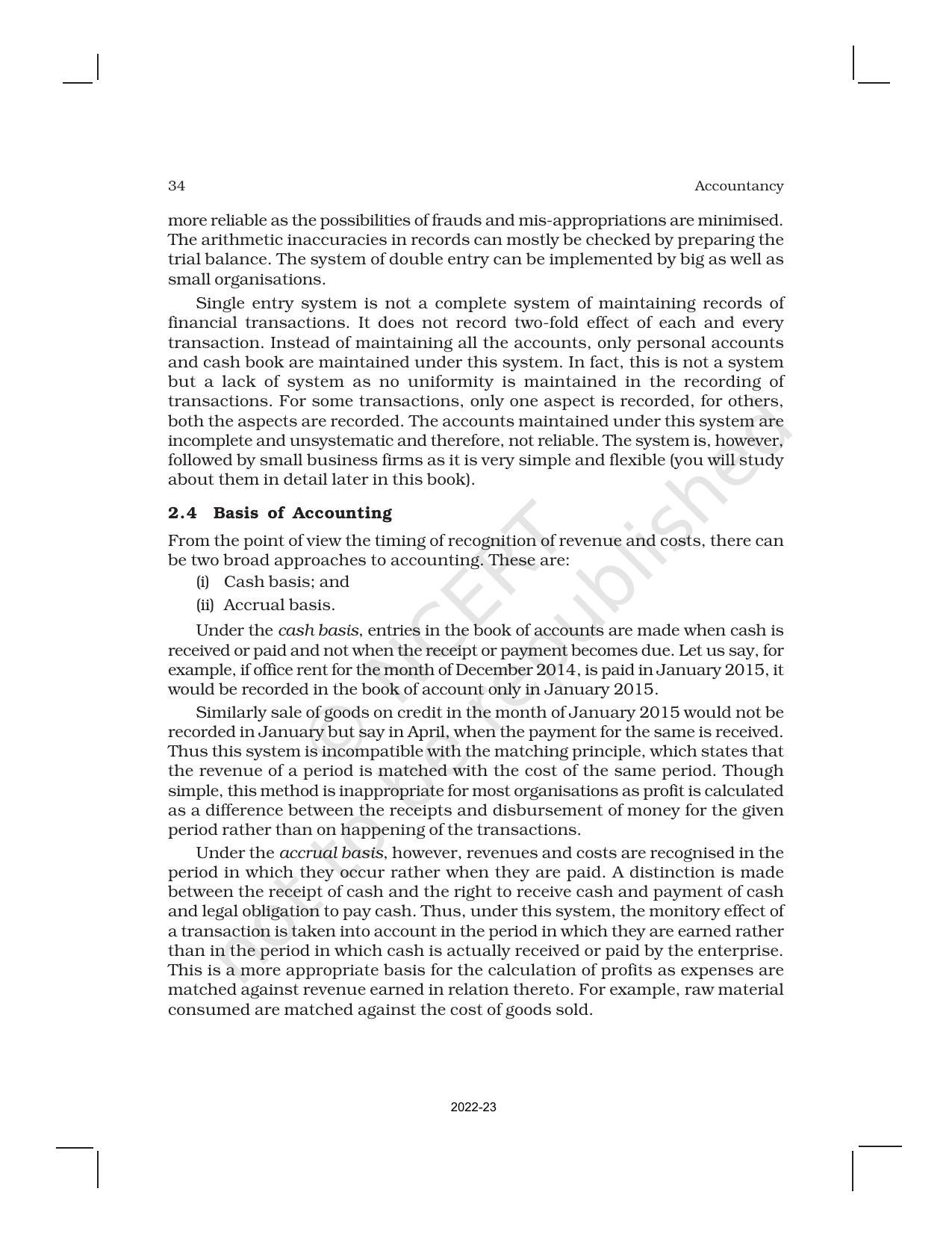 NCERT Book For Class 11 Accountancy Chapter 2 Theory Base