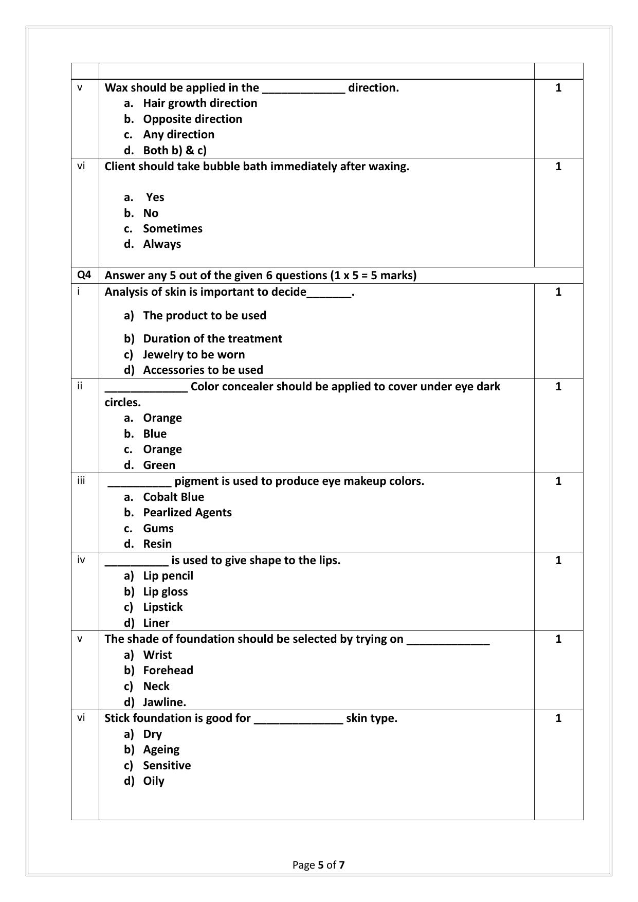 CBSE Class 10 Beauty And Wellness Sample Paper 2025 - Page 5