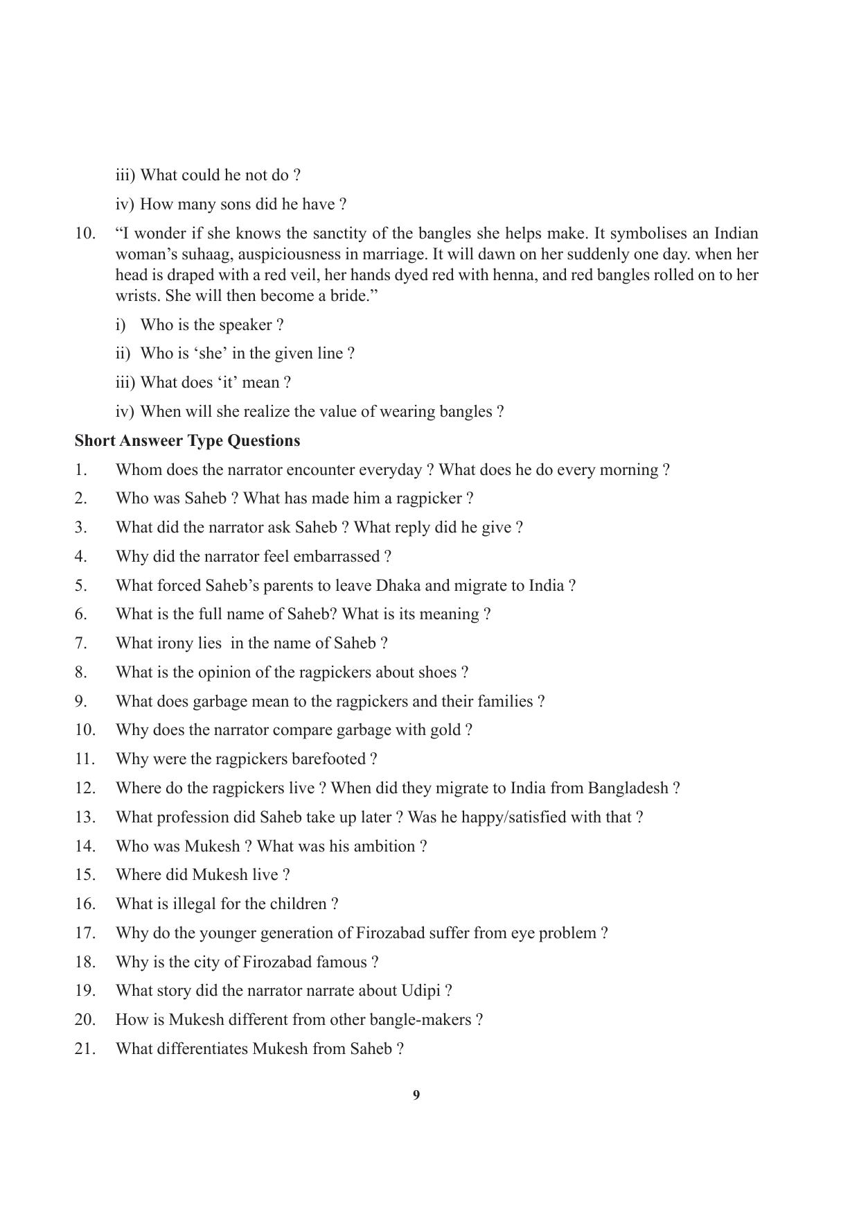 Tripura Board Class 12 English Workbooks - Page 9