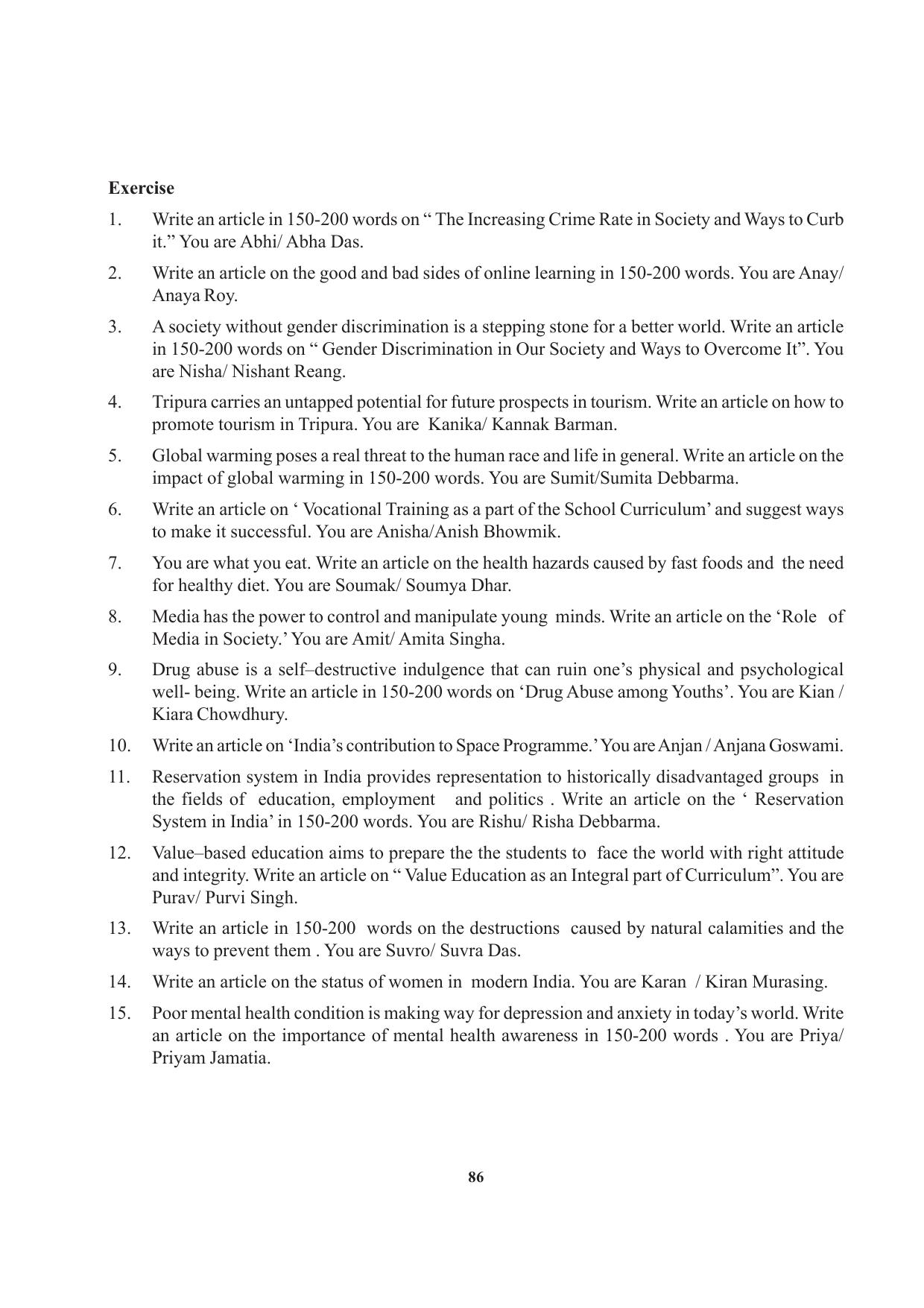 Tripura Board Class 12 English Workbooks - Page 86