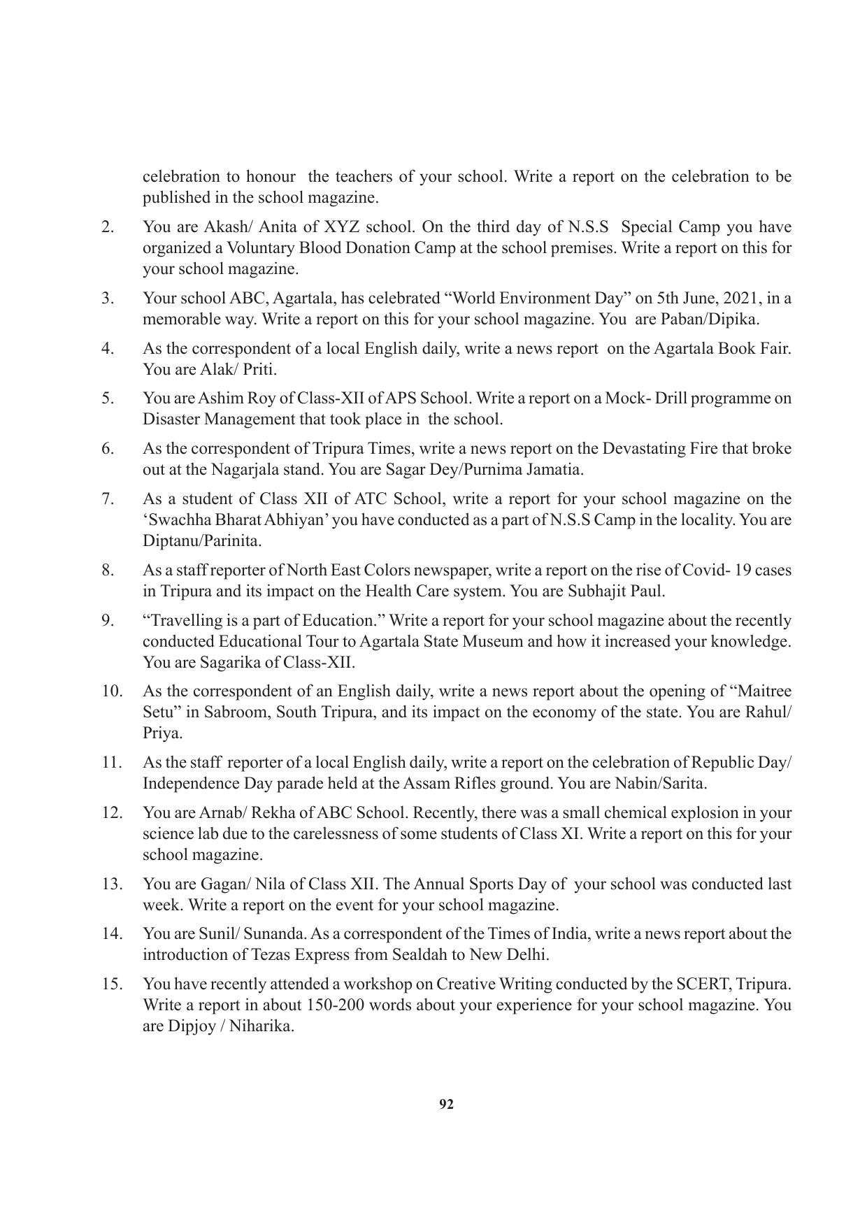 Tripura Board Class 12 English Workbooks - Page 92