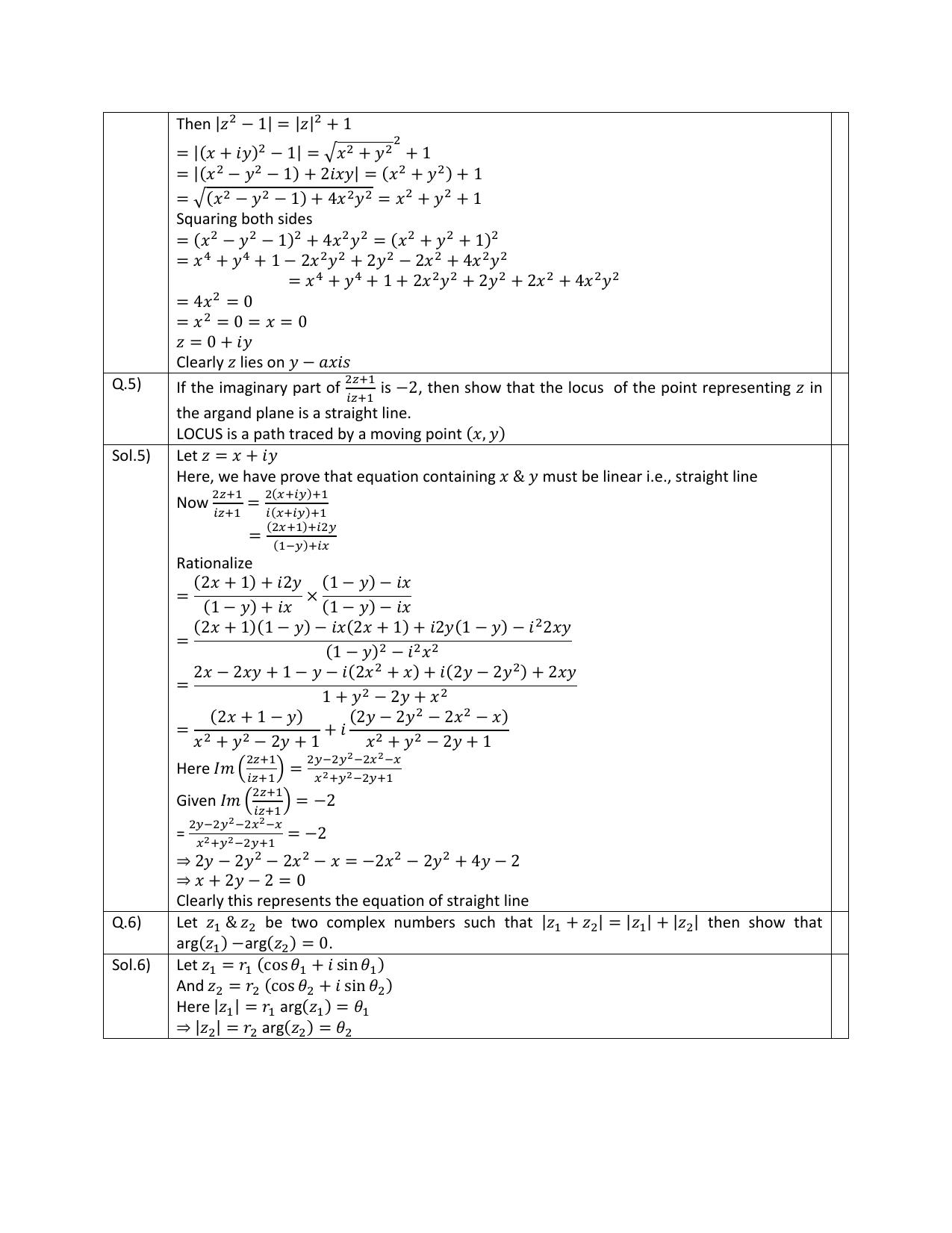 CBSE Worksheets for Class 11 Mathematics Complex Numbers and Quadratic Equation Assignment 4 - Page 3