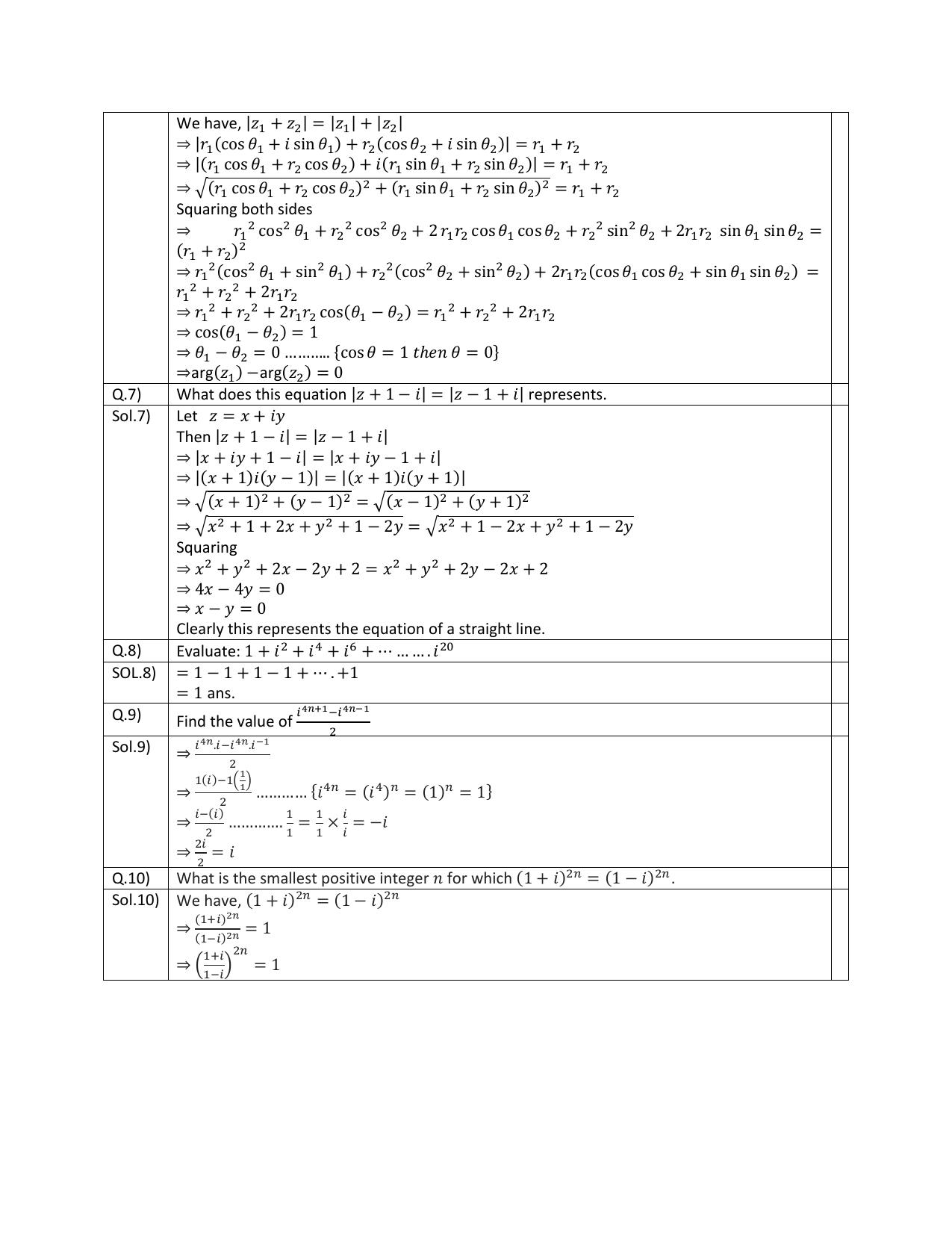 CBSE Worksheets for Class 11 Mathematics Complex Numbers and Quadratic Equation Assignment 4 - Page 4