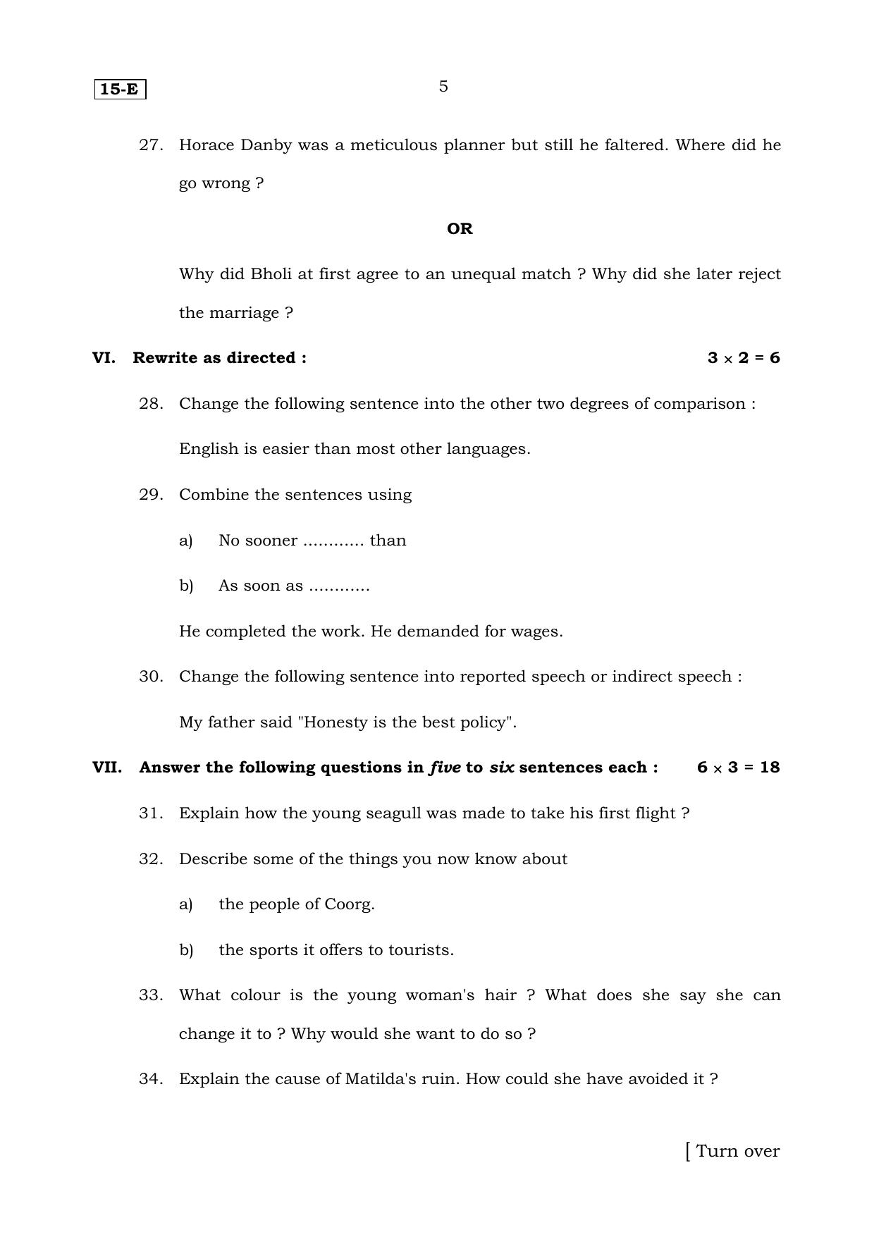 Karnataka SSLC English (NCERT) (First Language) Set 2 Model Question Paper 2025 - Page 5