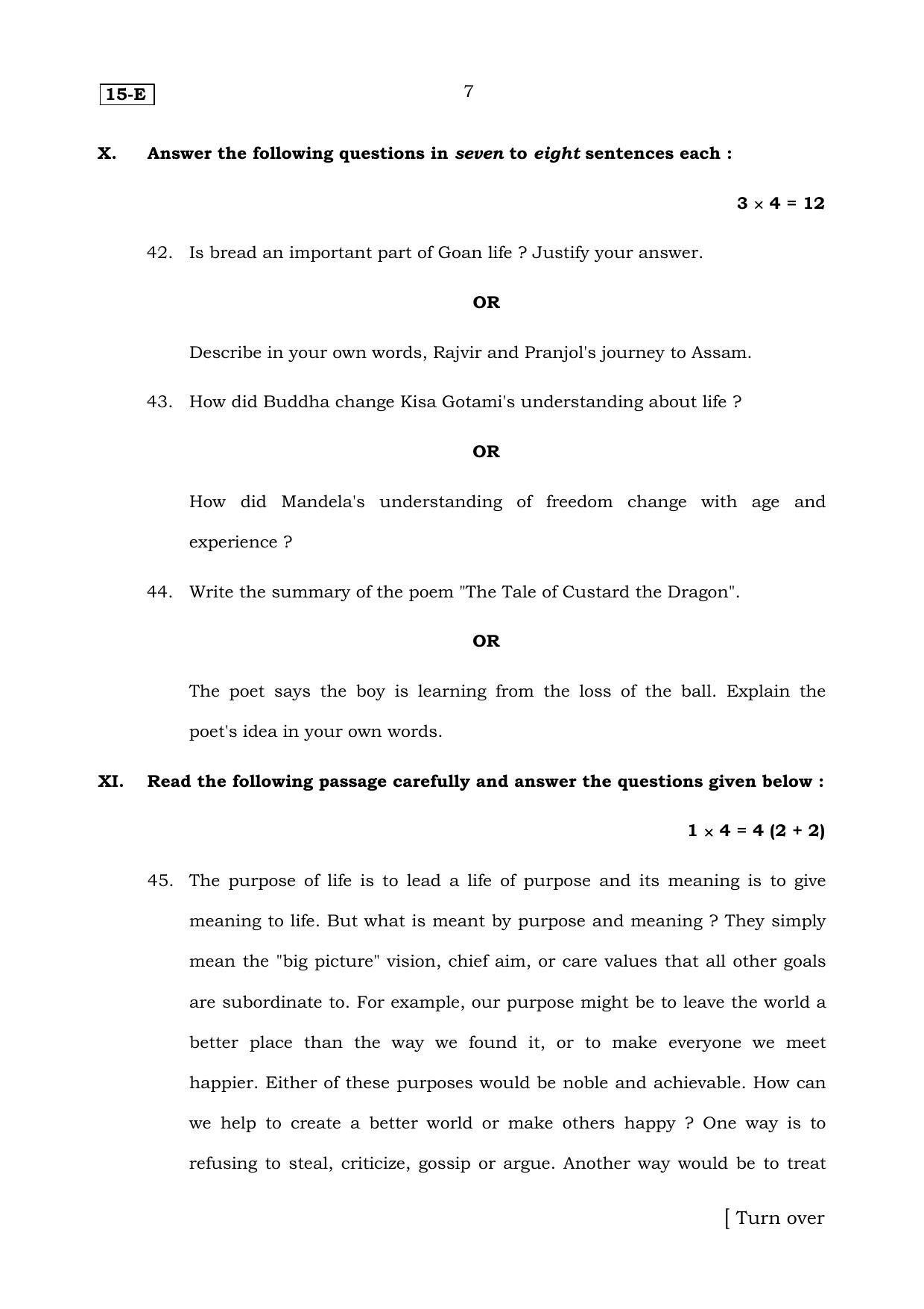 Karnataka SSLC English (NCERT) (First Language) Set 2 Model Question Paper 2025 - Page 7